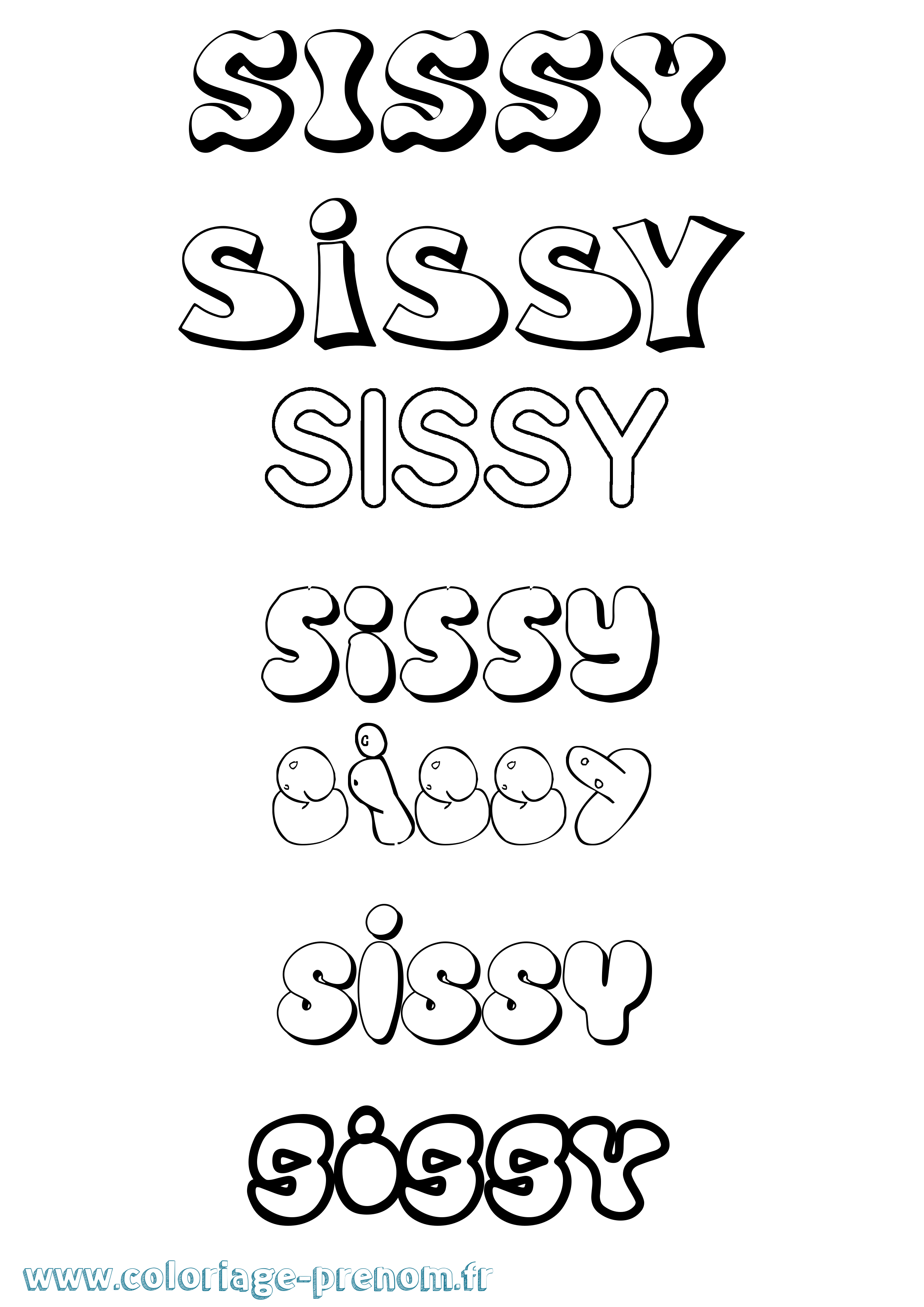 Coloriage Sissy Bubble Coloriage prénom Sissy Bubble