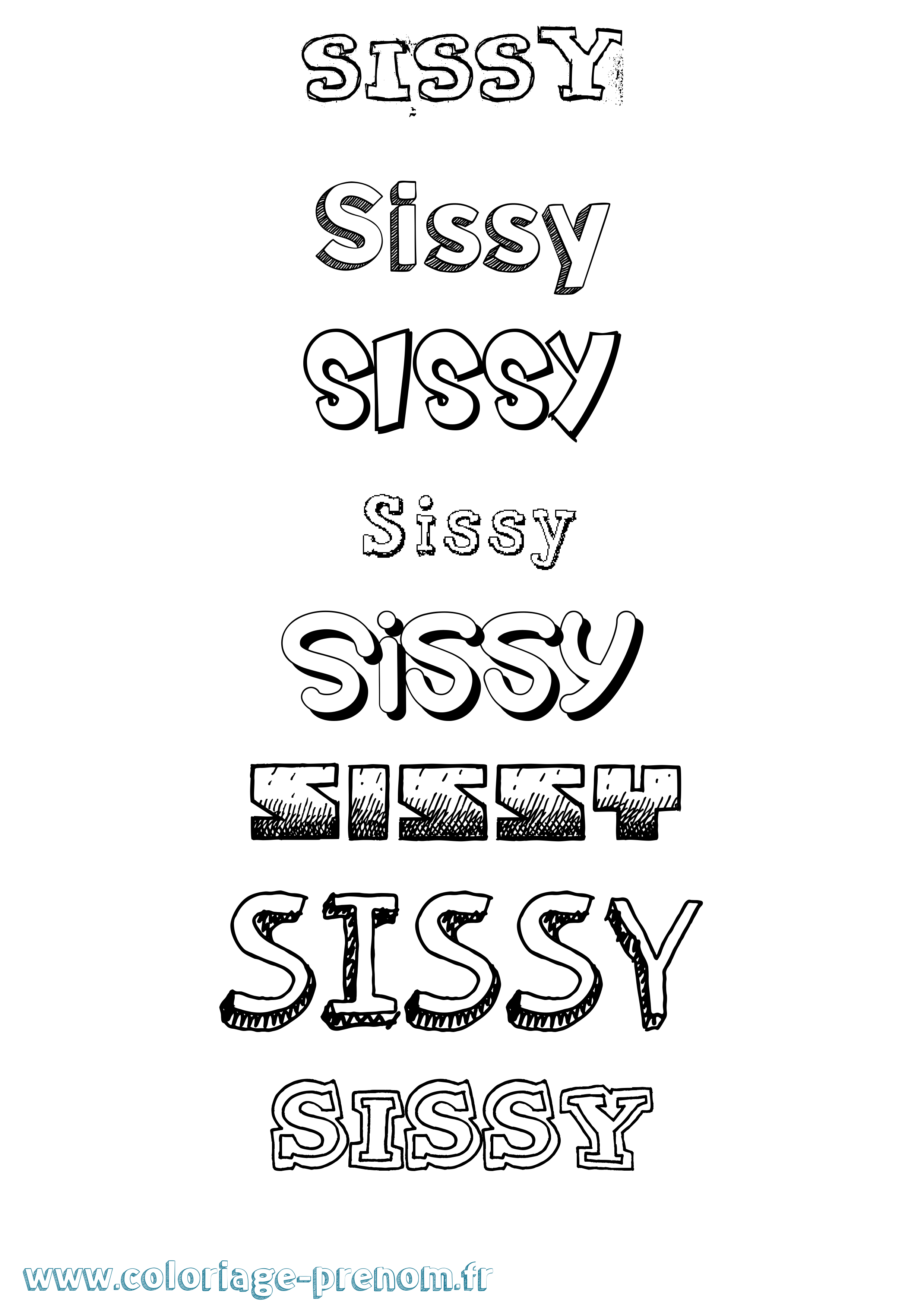 Coloriage Sissy Dessiné Coloriage prénom Sissy Dessiné