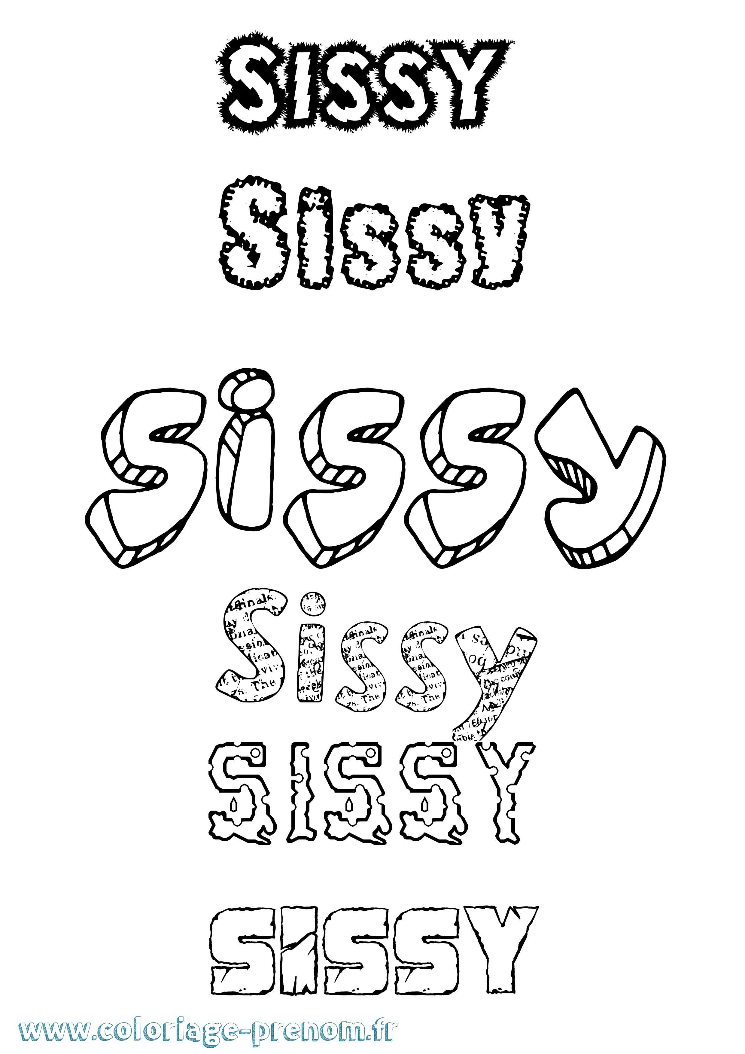 Coloriage Sissy Destructuré Coloriage prénom Sissy Destructuré