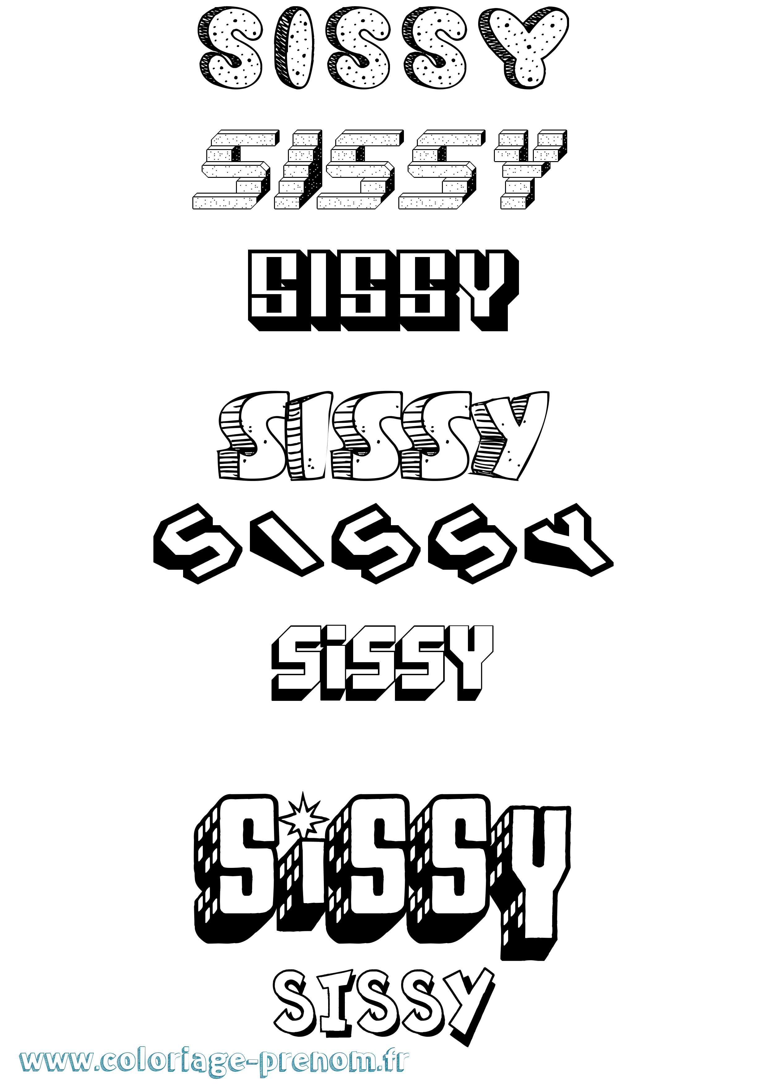 Coloriage Sissy Effet 3D Coloriage prénom Sissy Effet 3D