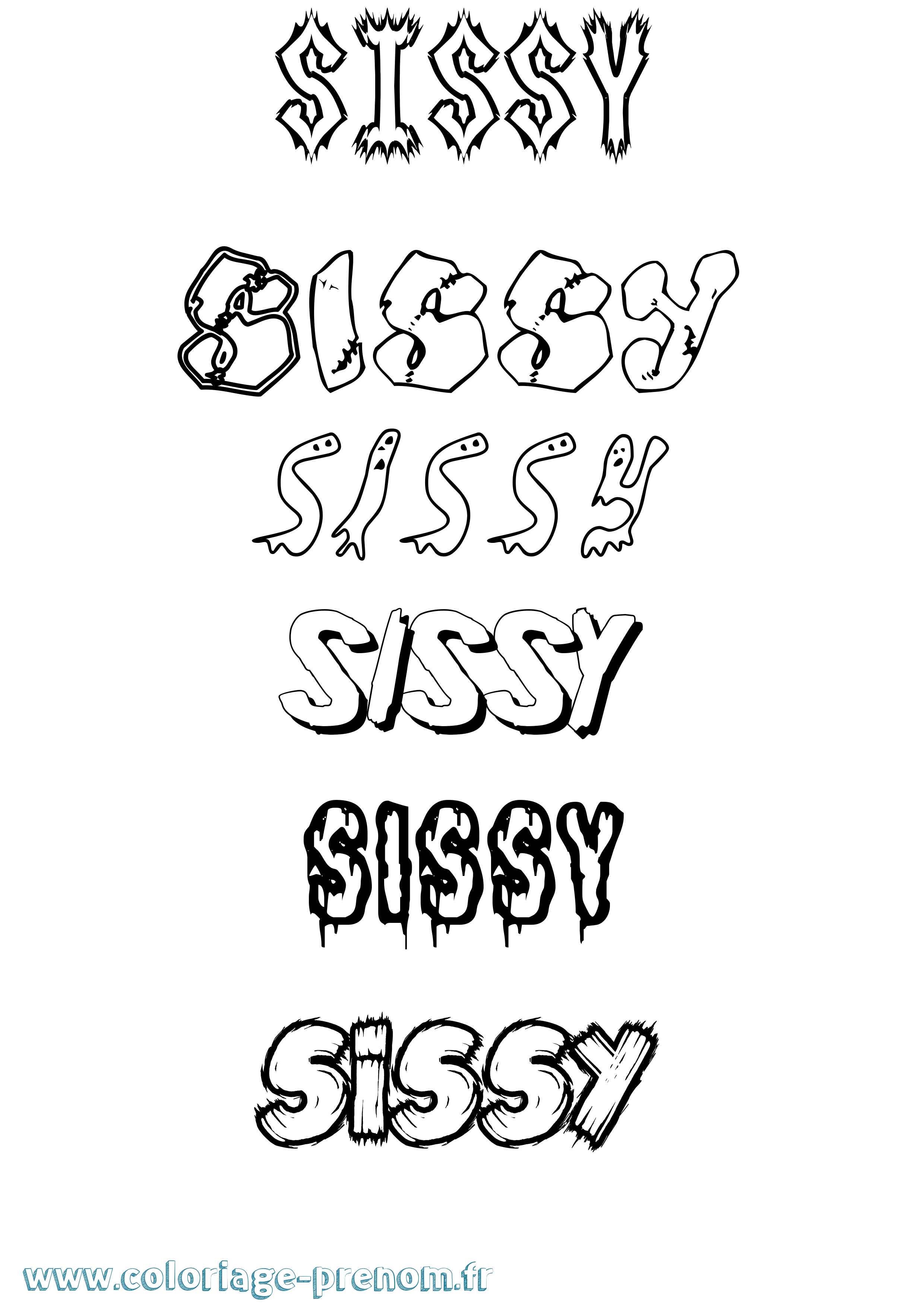 Coloriage Sissy Frisson Coloriage prénom Sissy Frisson