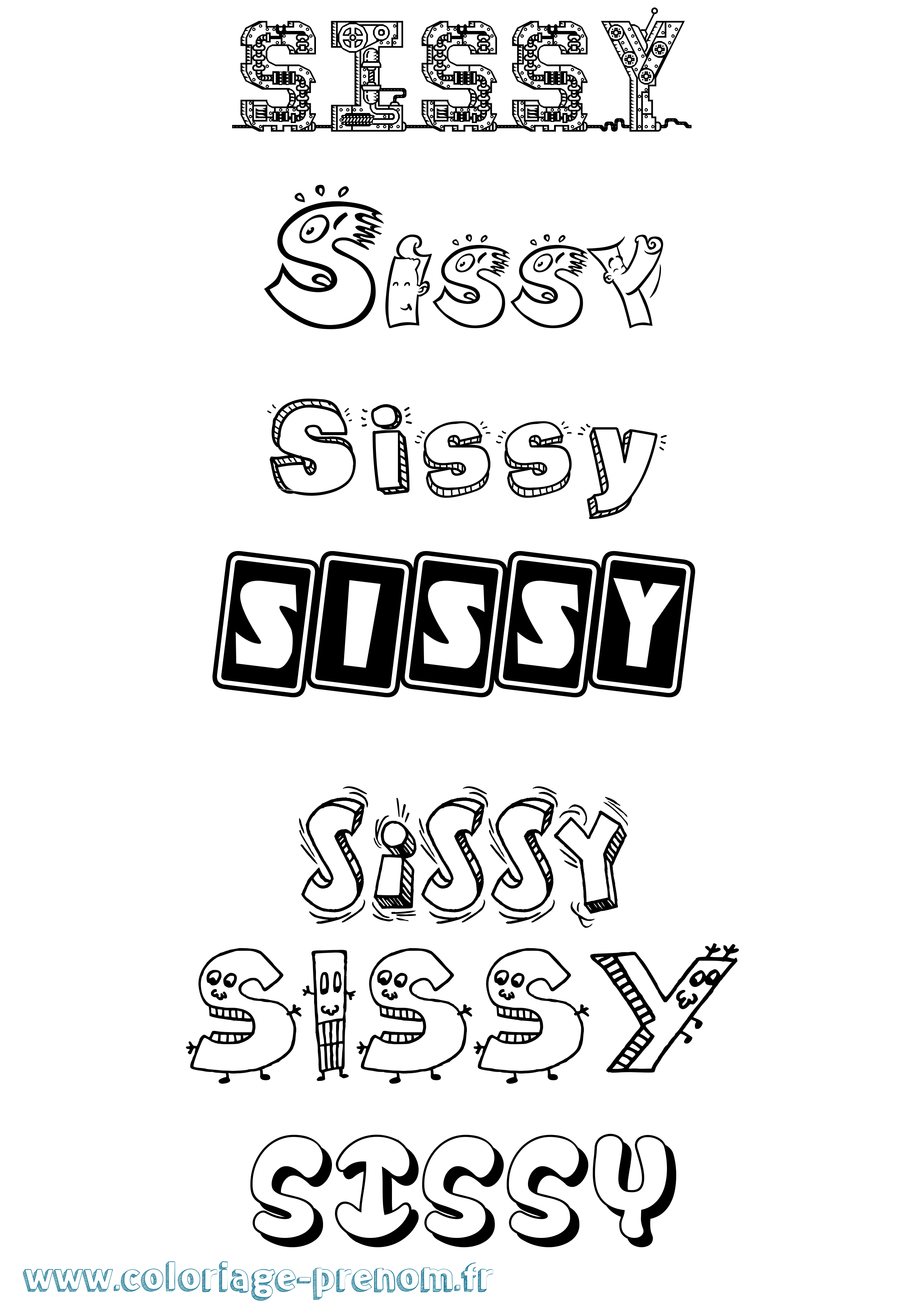 Coloriage Sissy Fun Coloriage prénom Sissy Fun