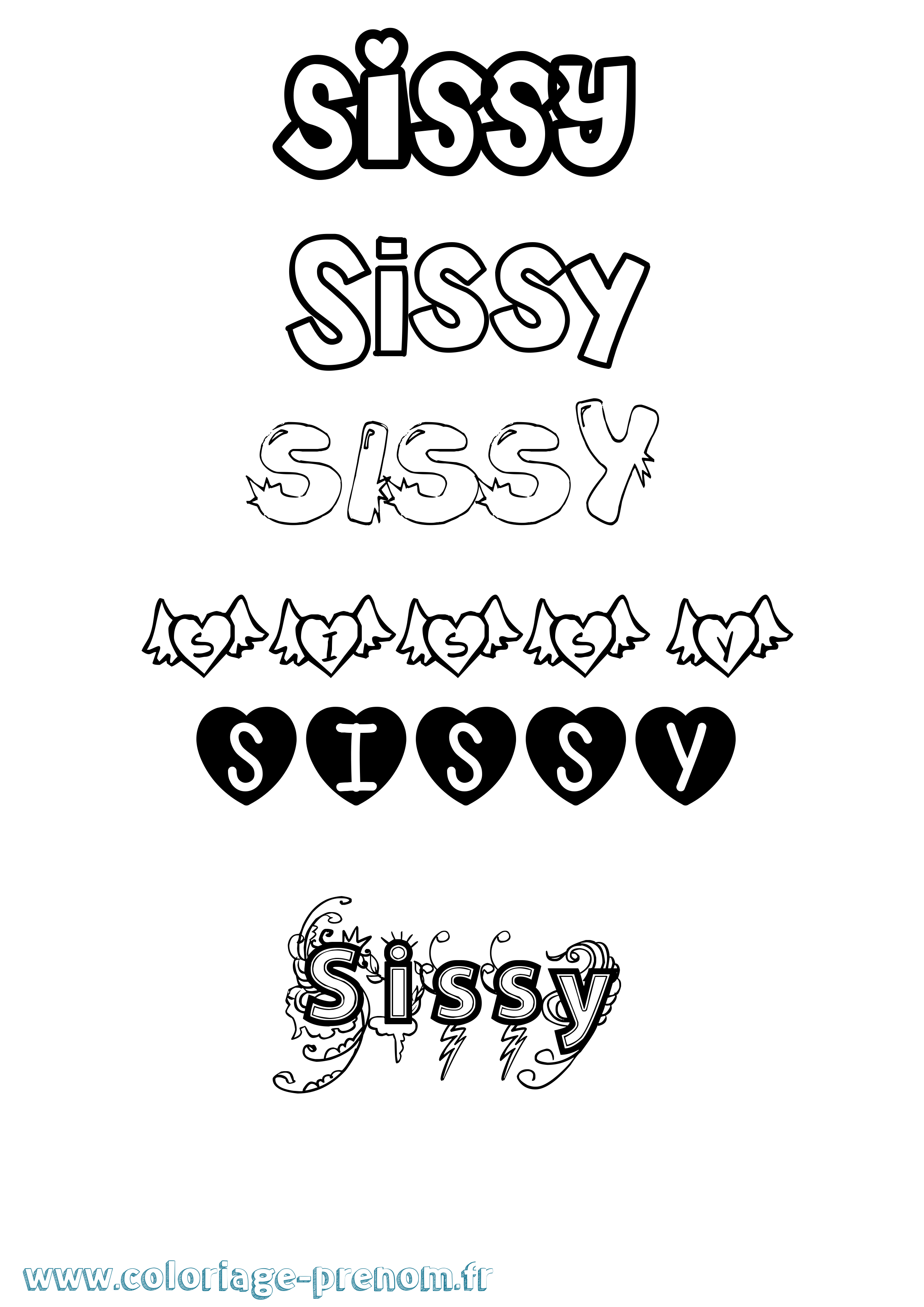 Coloriage Sissy Girly Coloriage prénom Sissy Girly