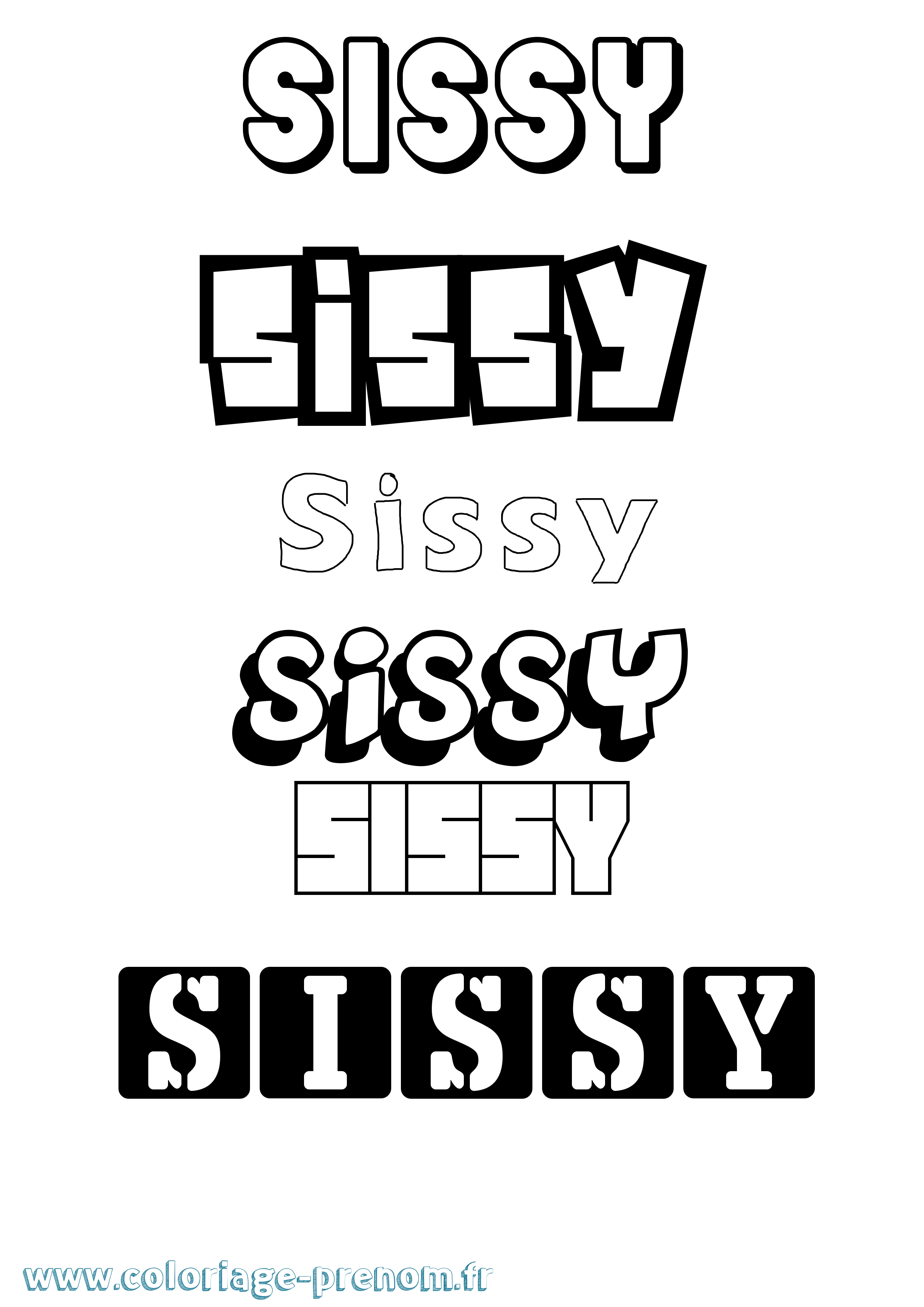 Coloriage Sissy Simple Coloriage prénom Sissy Simple