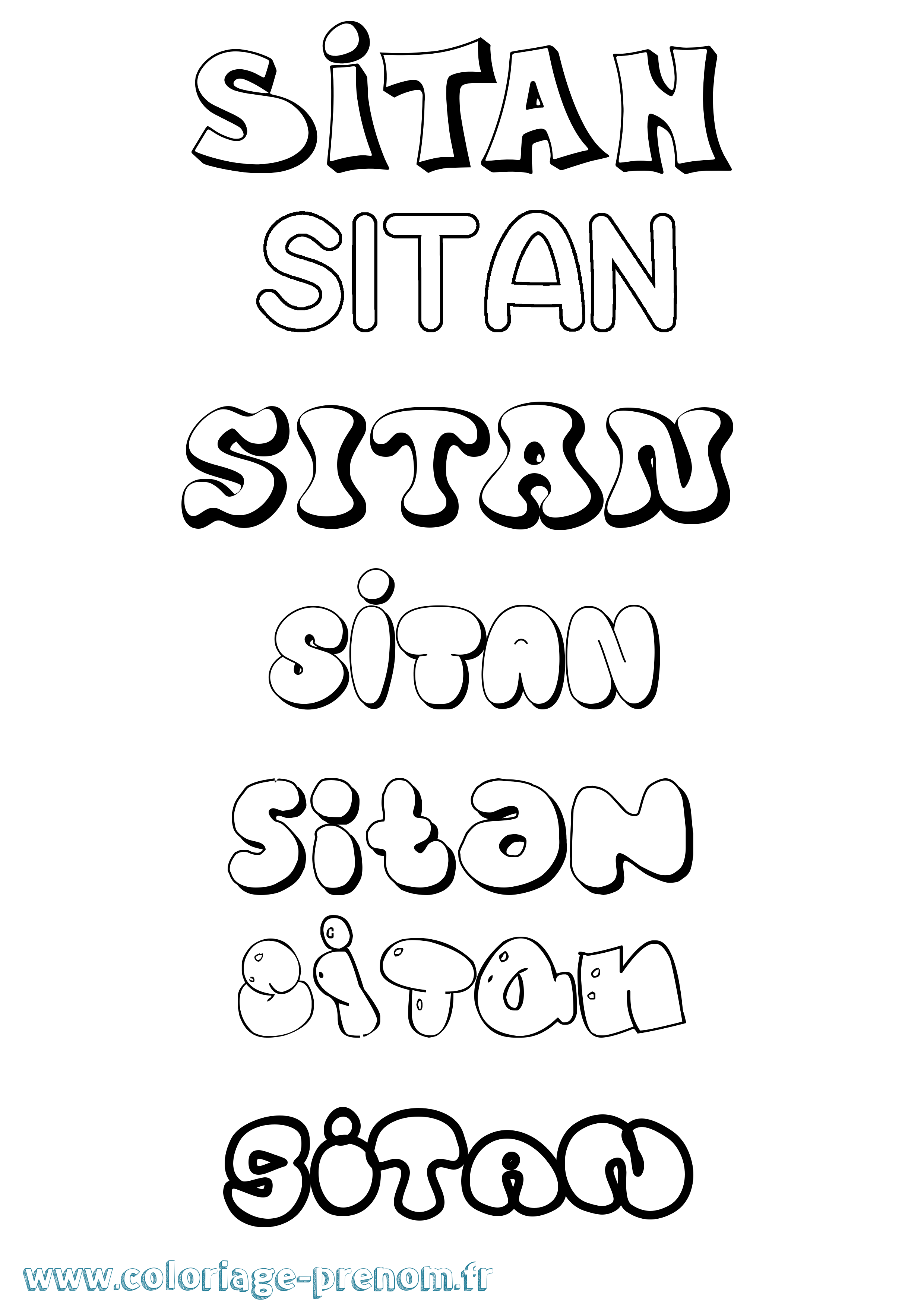 Coloriage Sitan Bubble Coloriage prénom Sitan Bubble