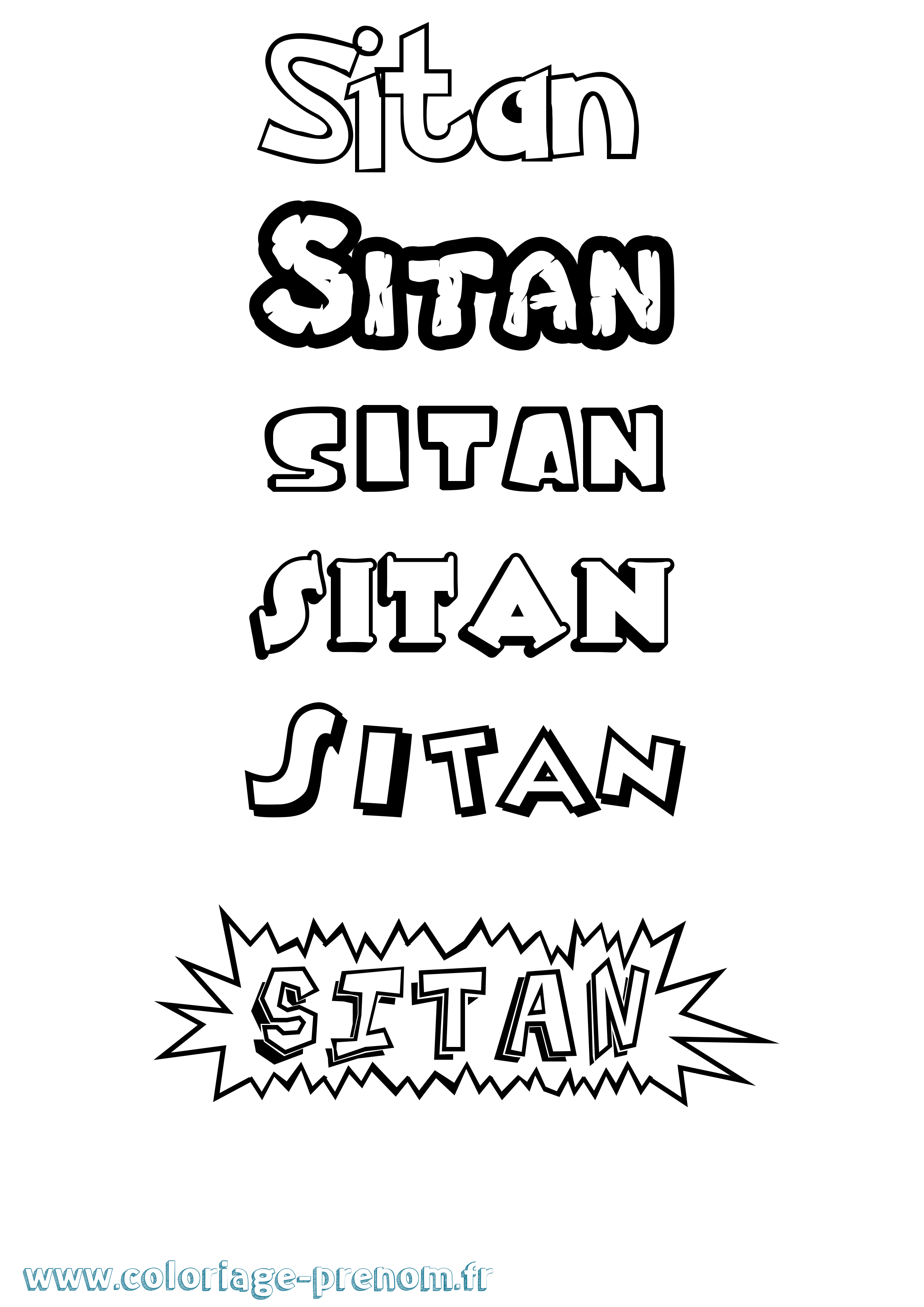 Coloriage Sitan Dessin Animé Coloriage prénom Sitan Dessin Animé