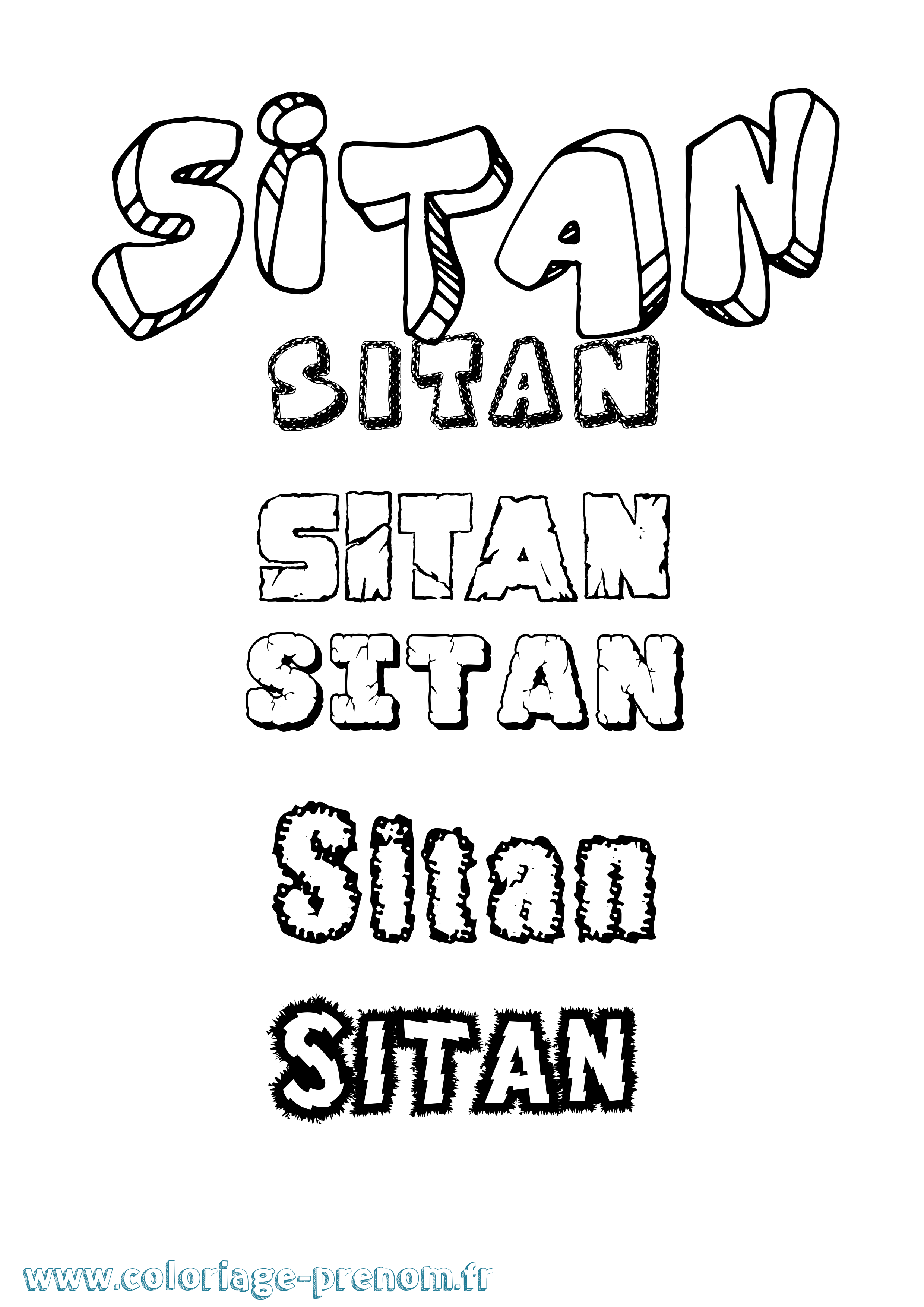 Coloriage Sitan Destructuré Coloriage prénom Sitan Destructuré
