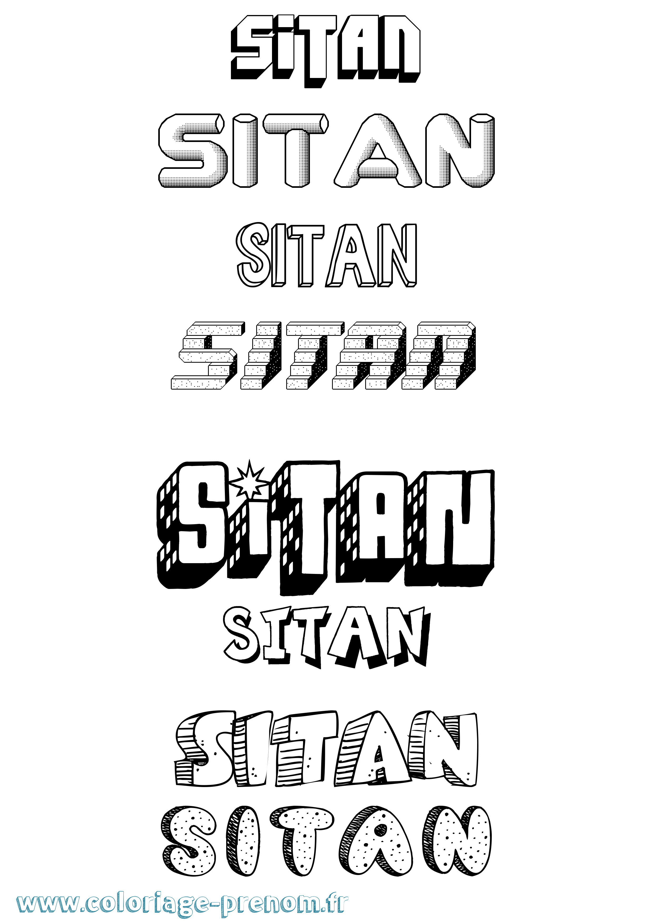 Coloriage Sitan Effet 3D Coloriage prénom Sitan Effet 3D