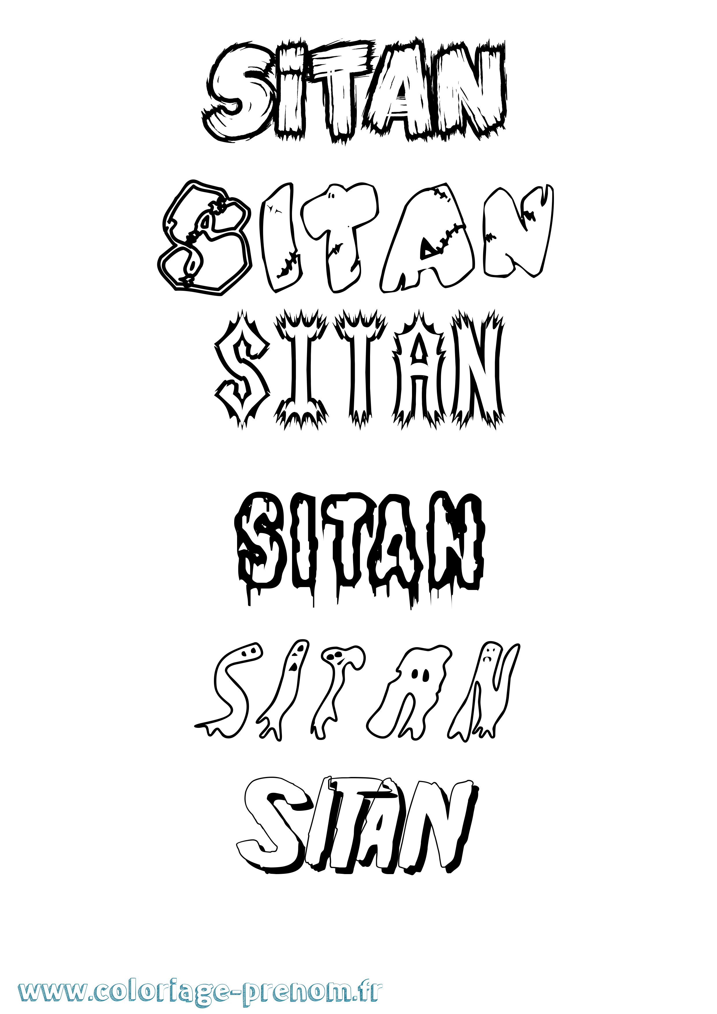 Coloriage Sitan Frisson Coloriage prénom Sitan Frisson