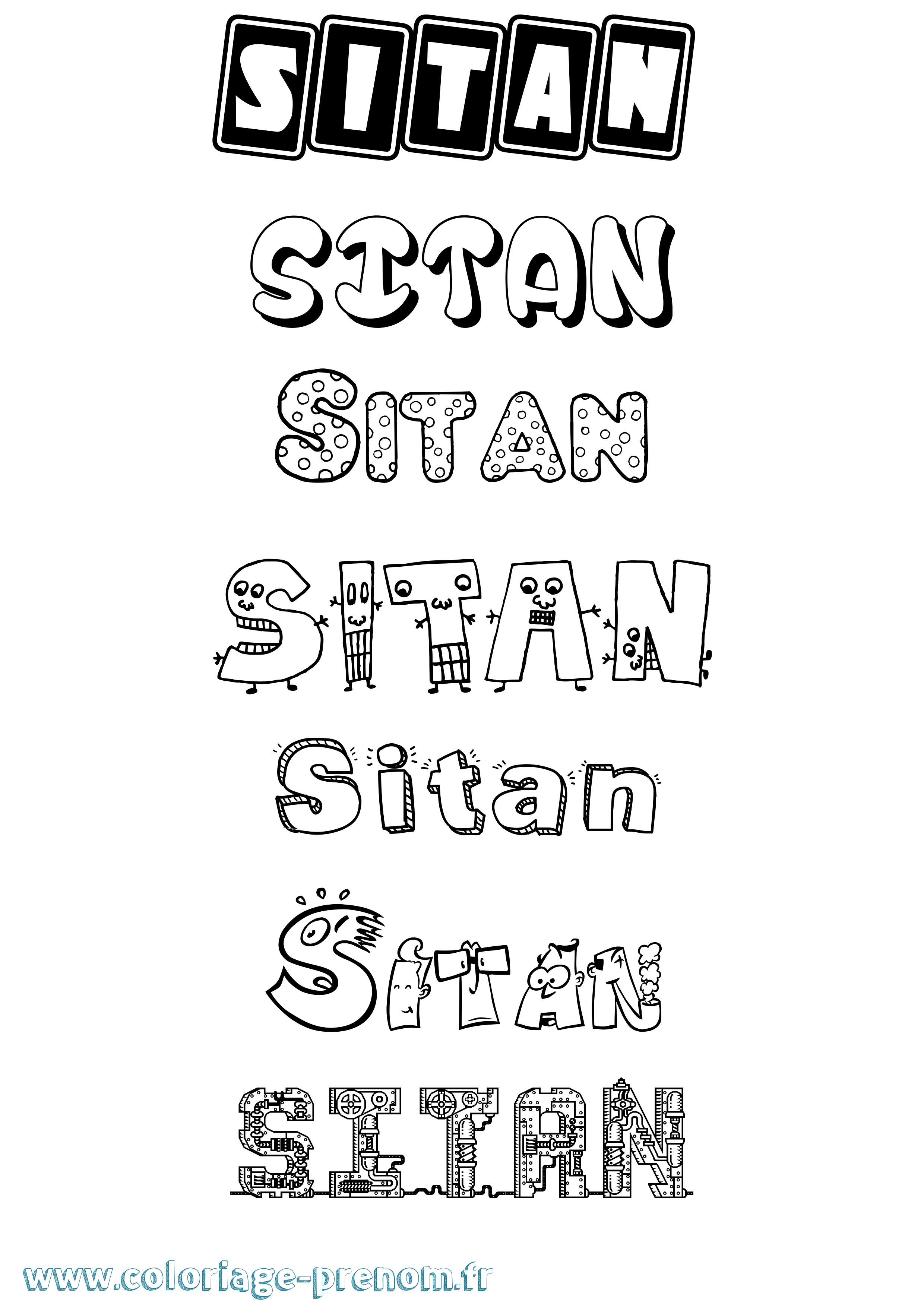 Coloriage Sitan Fun Coloriage prénom Sitan Fun