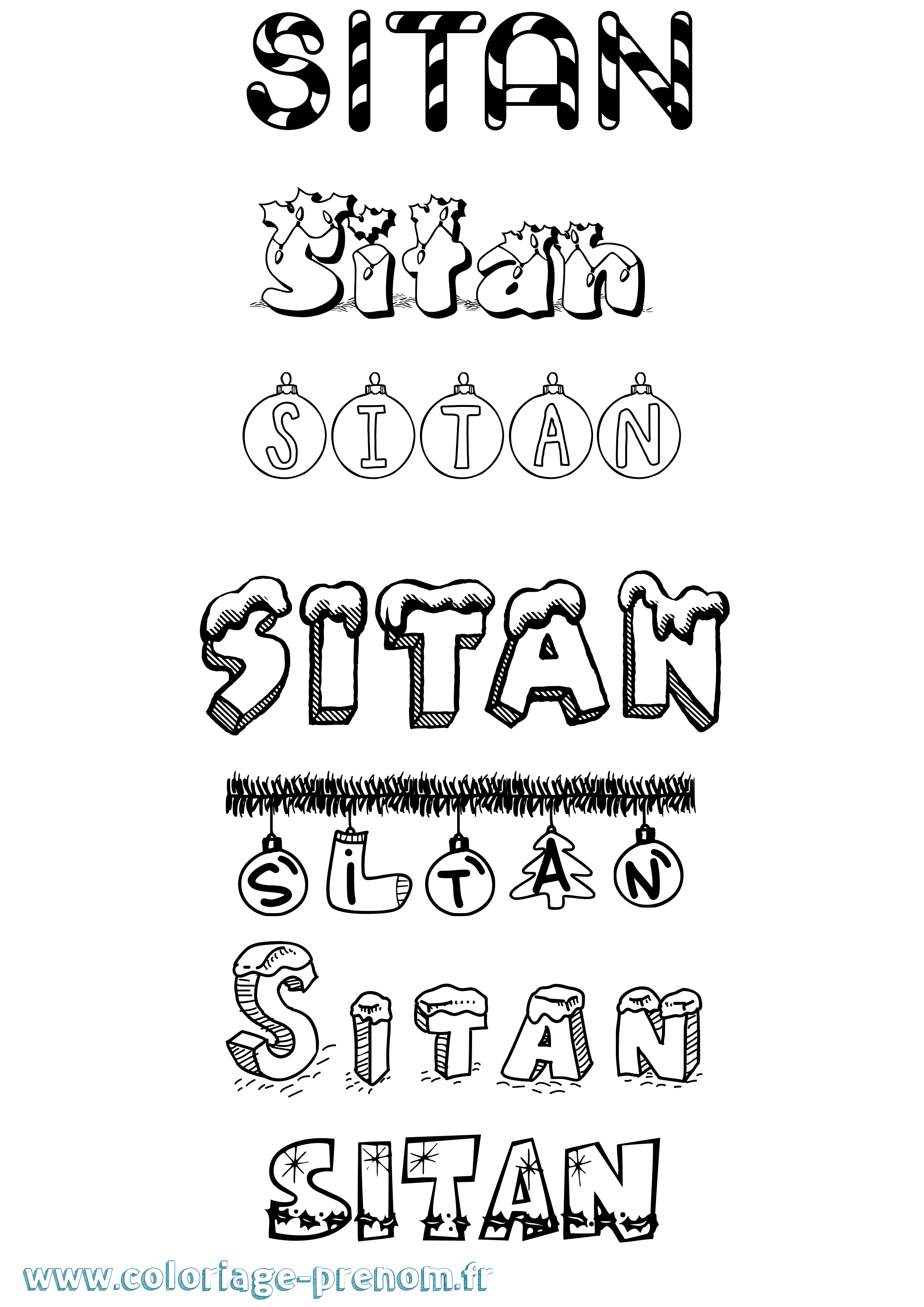 Coloriage Sitan Noël Coloriage prénom Sitan Noël
