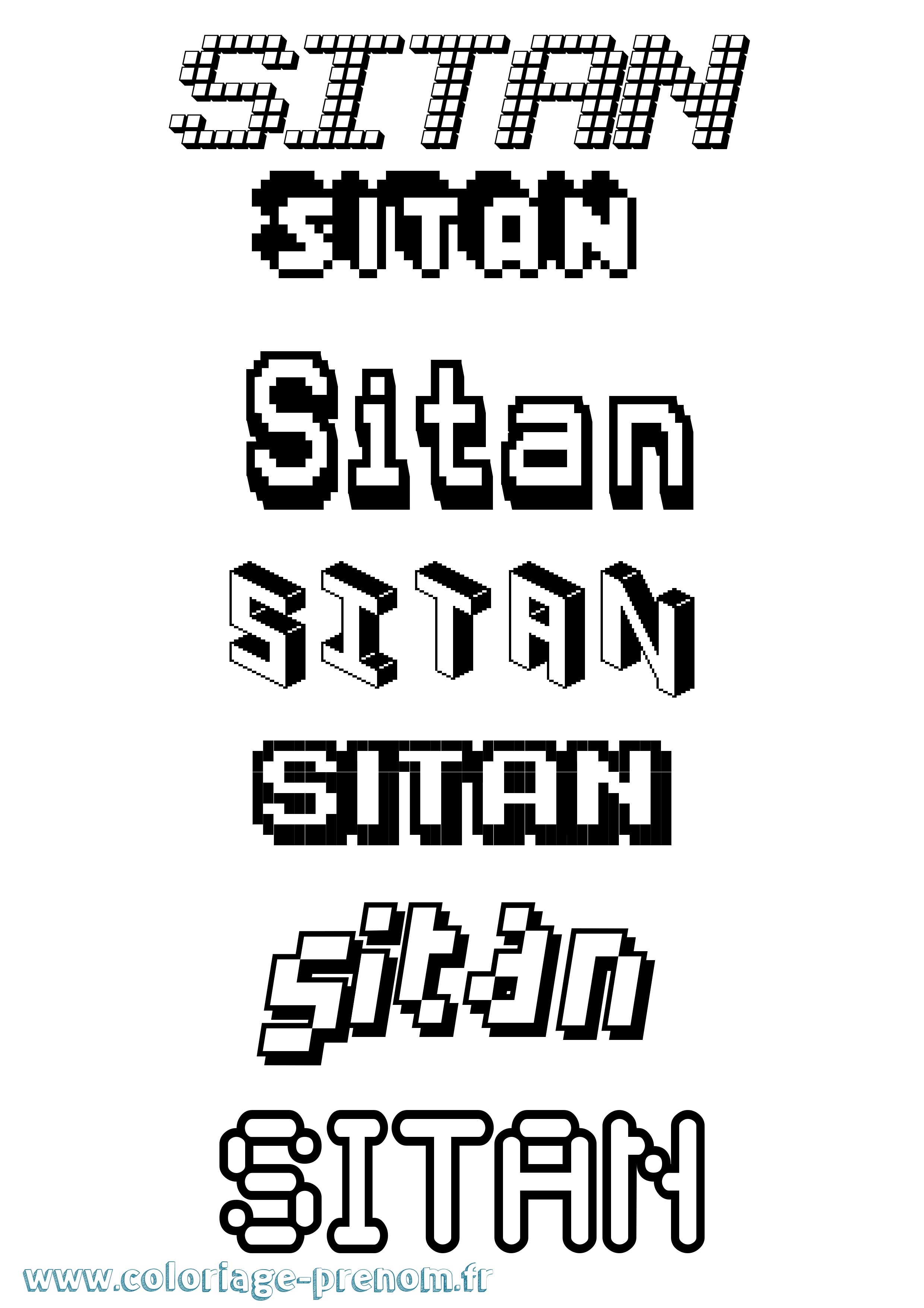 Coloriage Sitan Pixel Coloriage prénom Sitan Pixel
