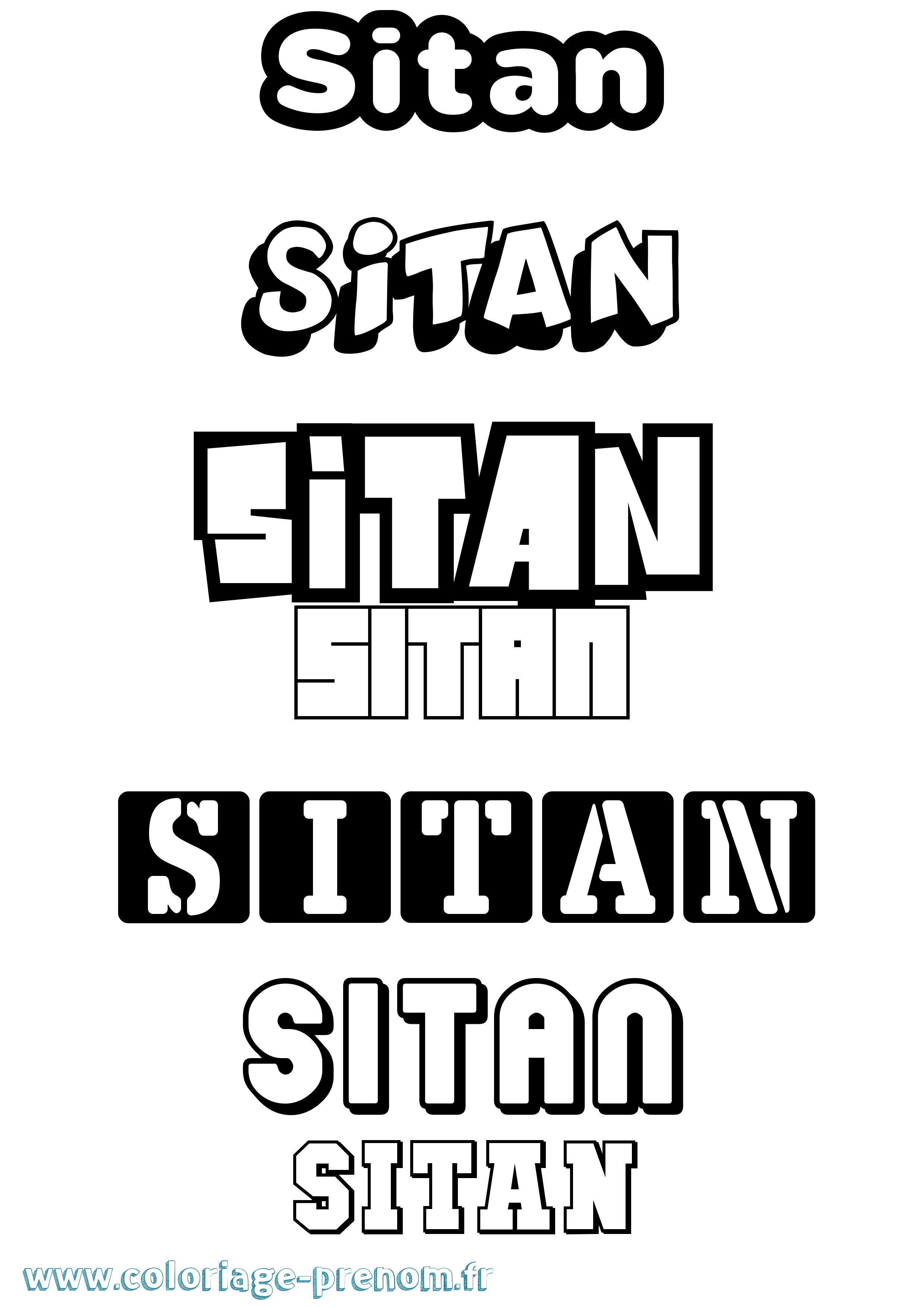 Coloriage Sitan Simple Coloriage prénom Sitan Simple