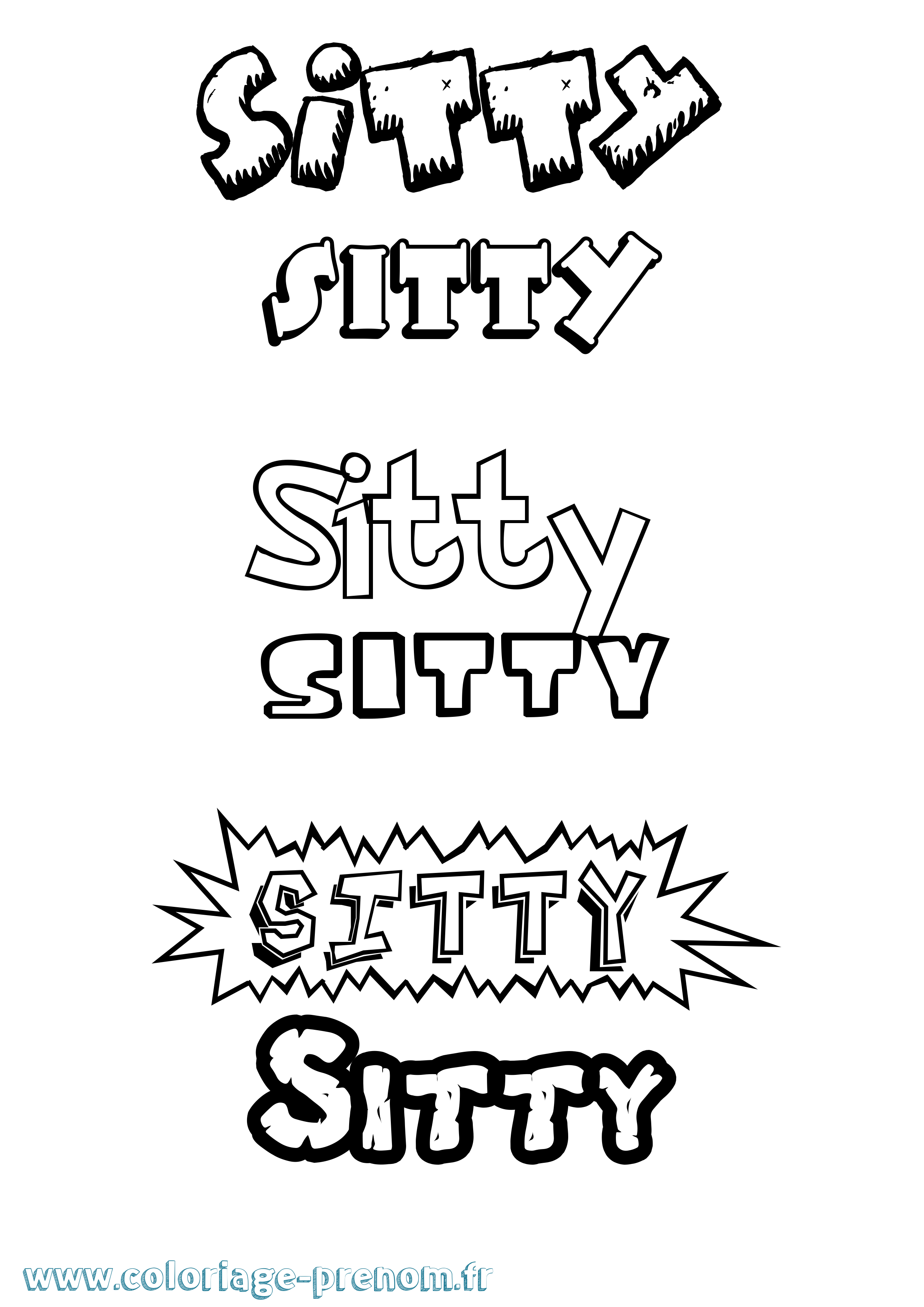Coloriage Sitty Dessin Animé Coloriage prénom Sitty Dessin Animé