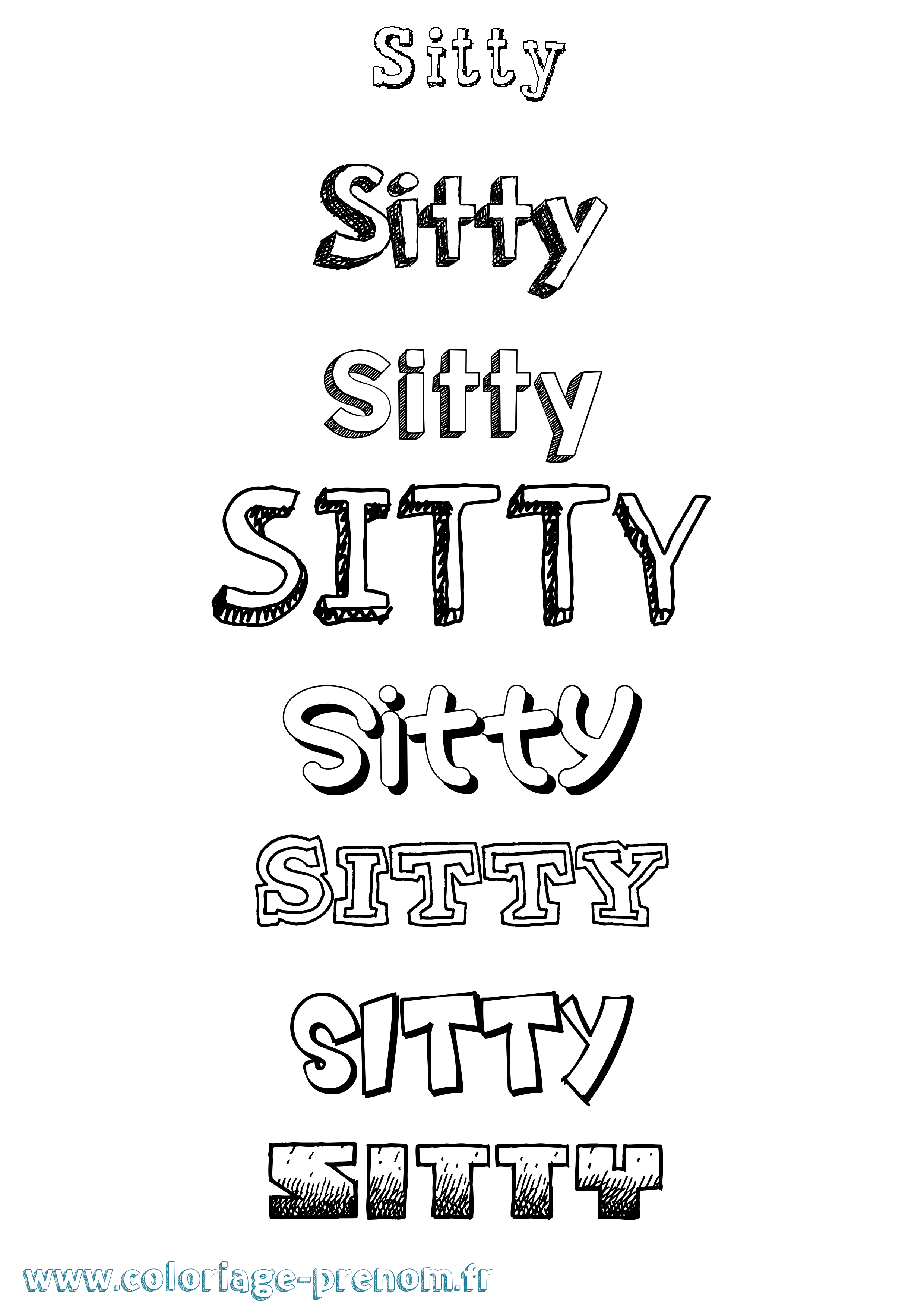 Coloriage Sitty Dessiné Coloriage prénom Sitty Dessiné