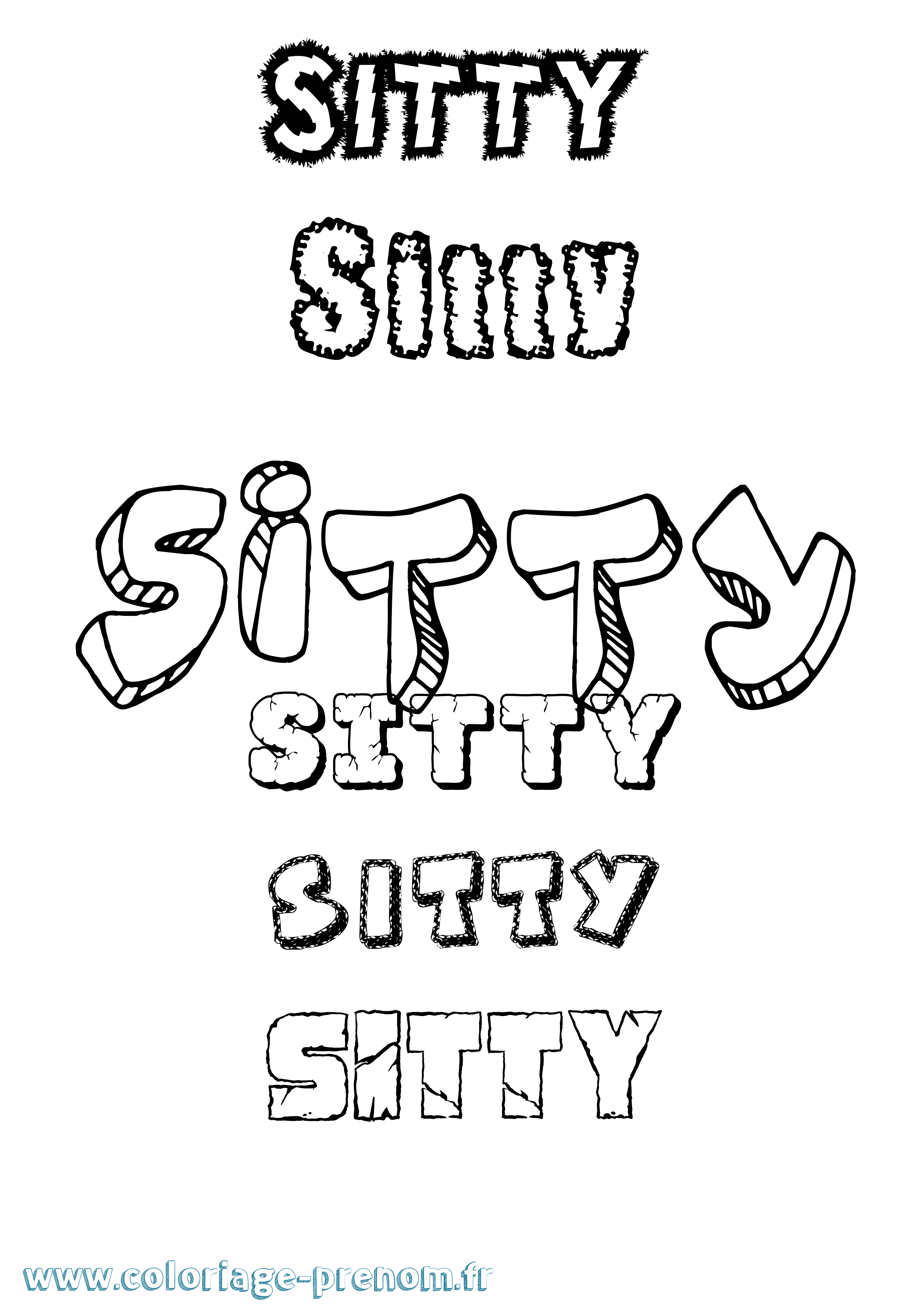 Coloriage Sitty Destructuré Coloriage prénom Sitty Destructuré