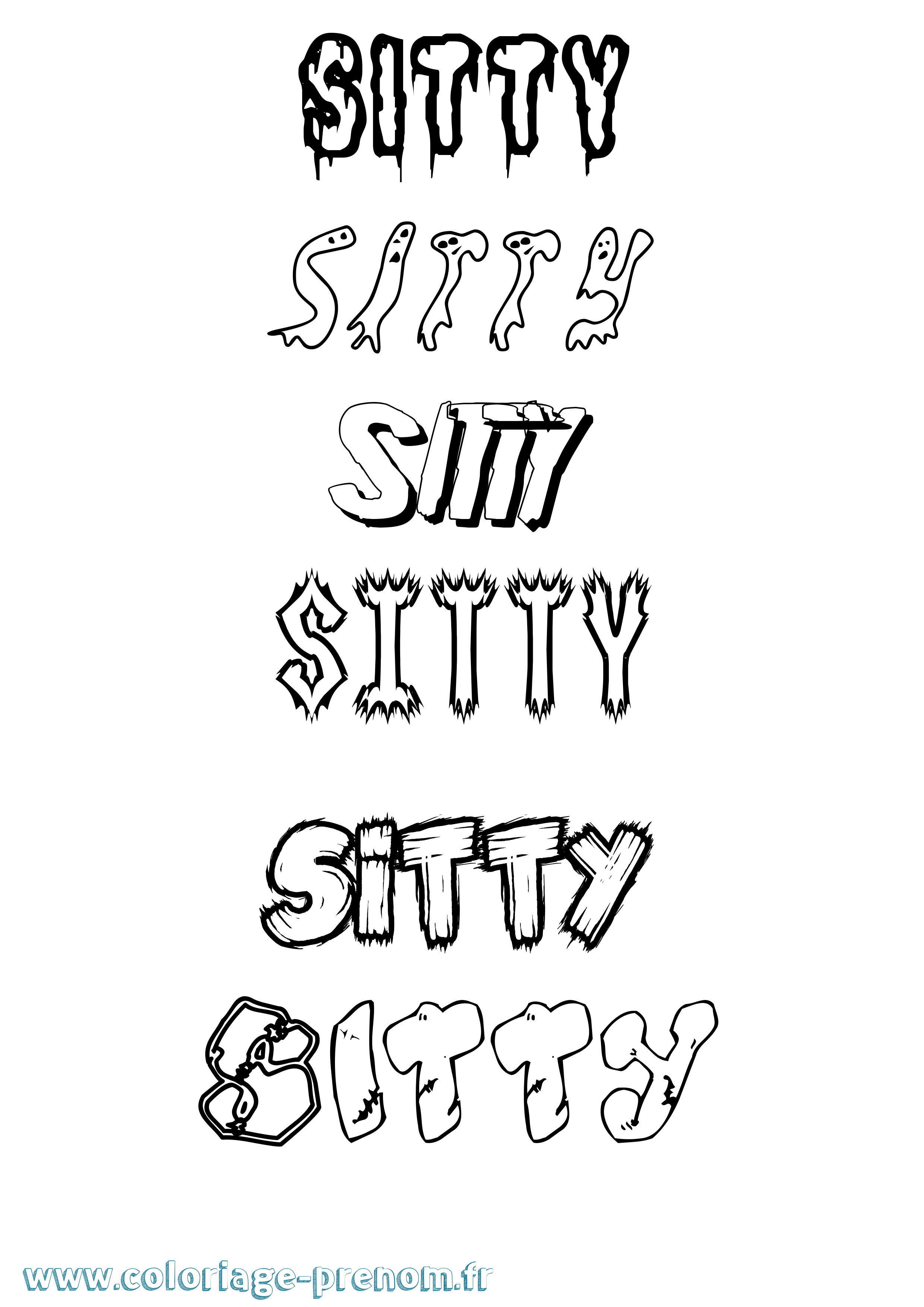 Coloriage Sitty Frisson Coloriage prénom Sitty Frisson
