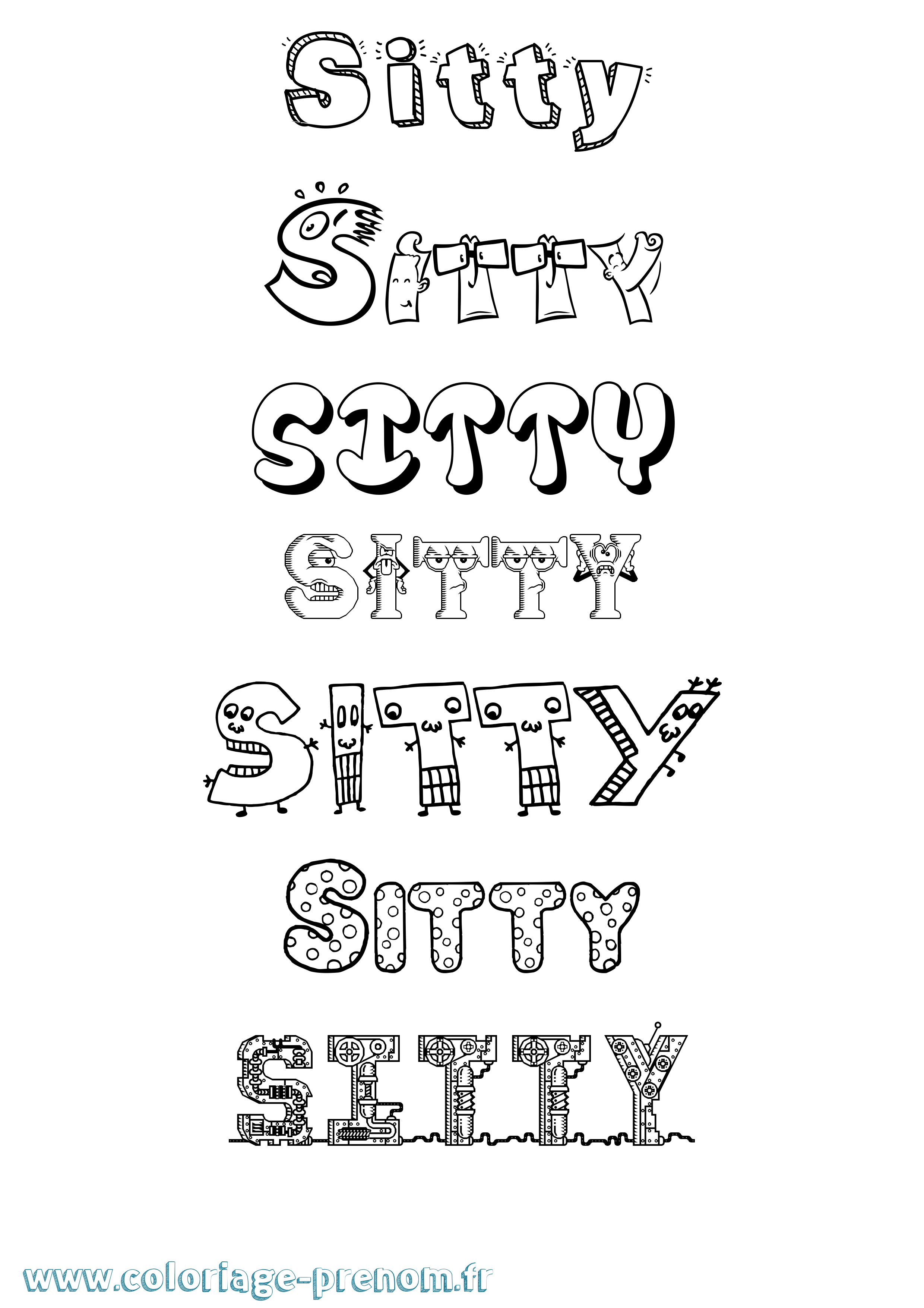 Coloriage Sitty Fun Coloriage prénom Sitty Fun