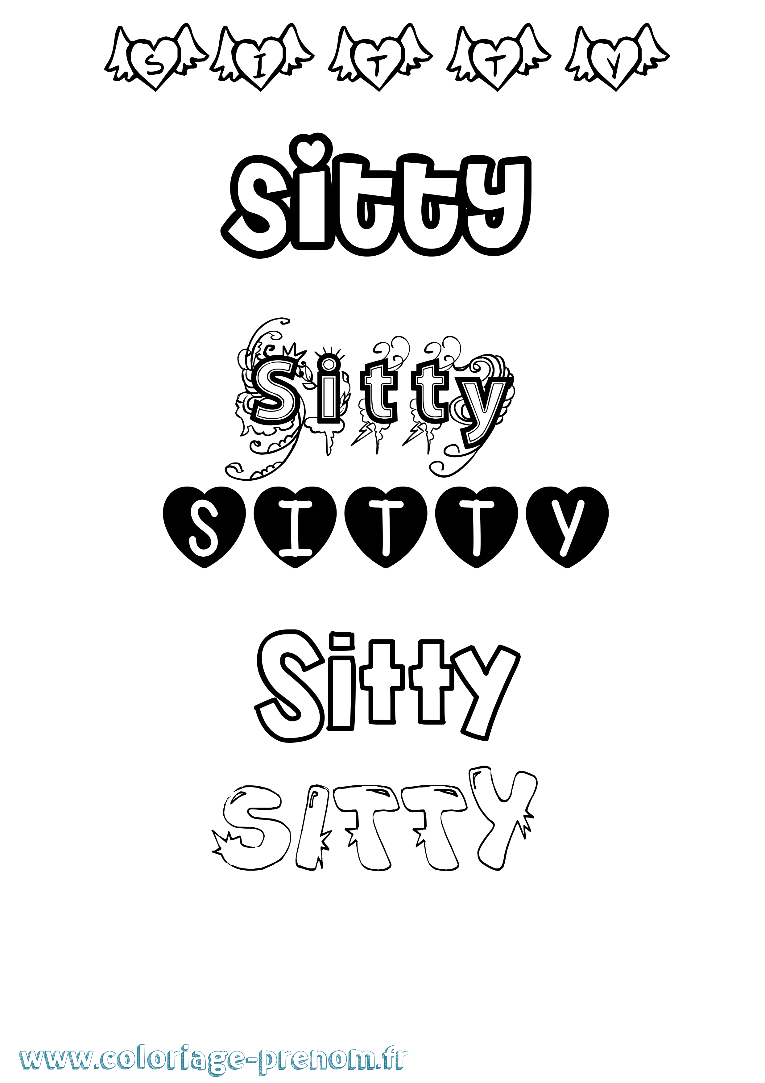 Coloriage Sitty Girly Coloriage prénom Sitty Girly