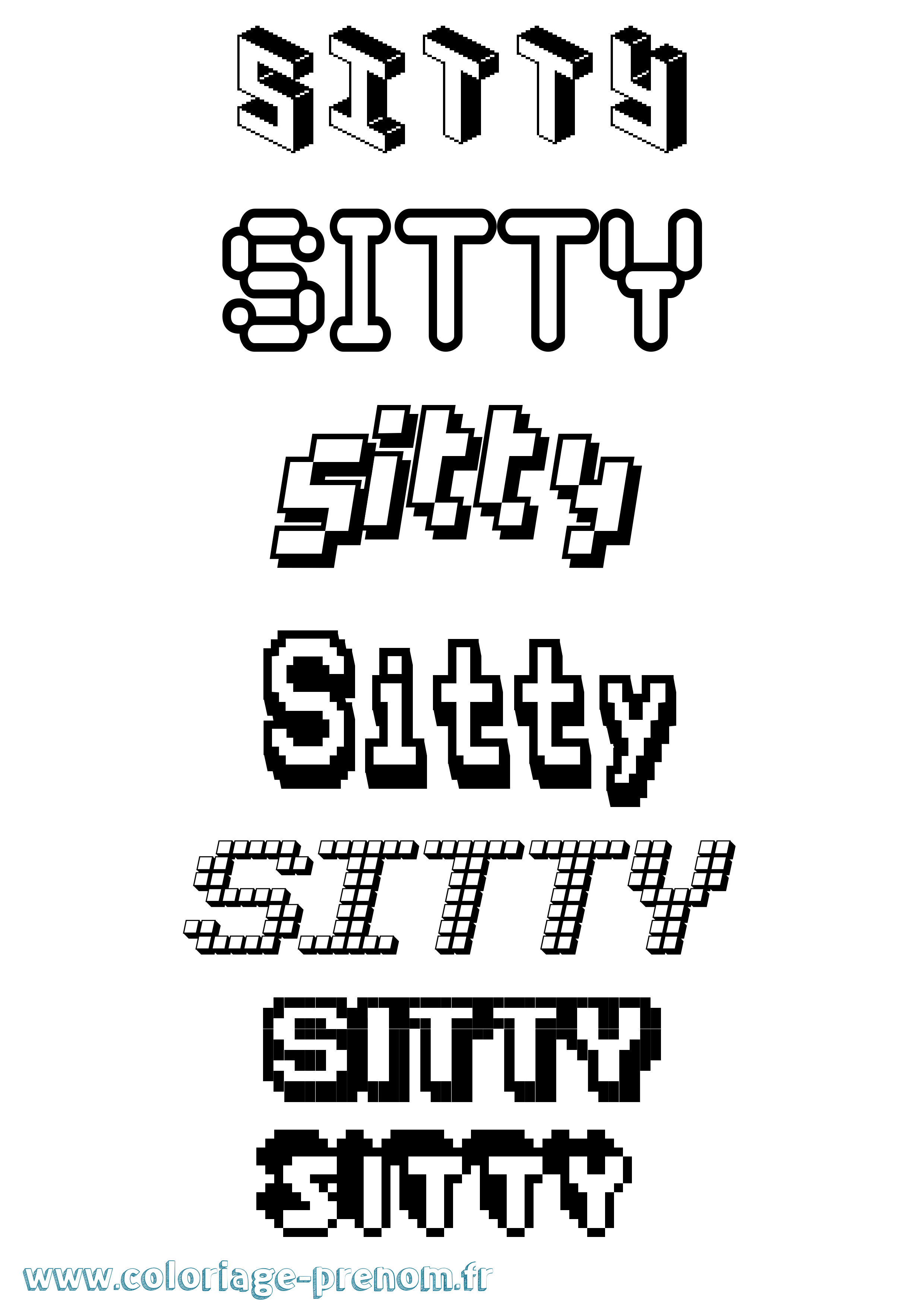 Coloriage Sitty Pixel Coloriage prénom Sitty Pixel