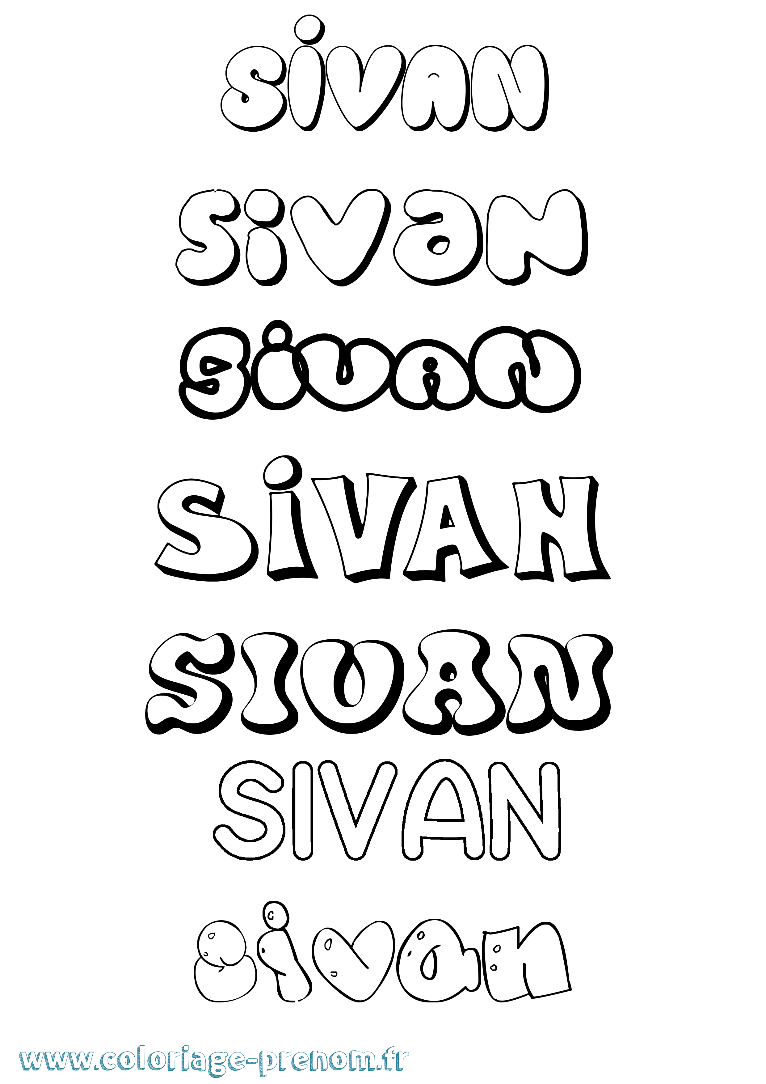 Coloriage Sivan Bubble Coloriage prénom Sivan Bubble