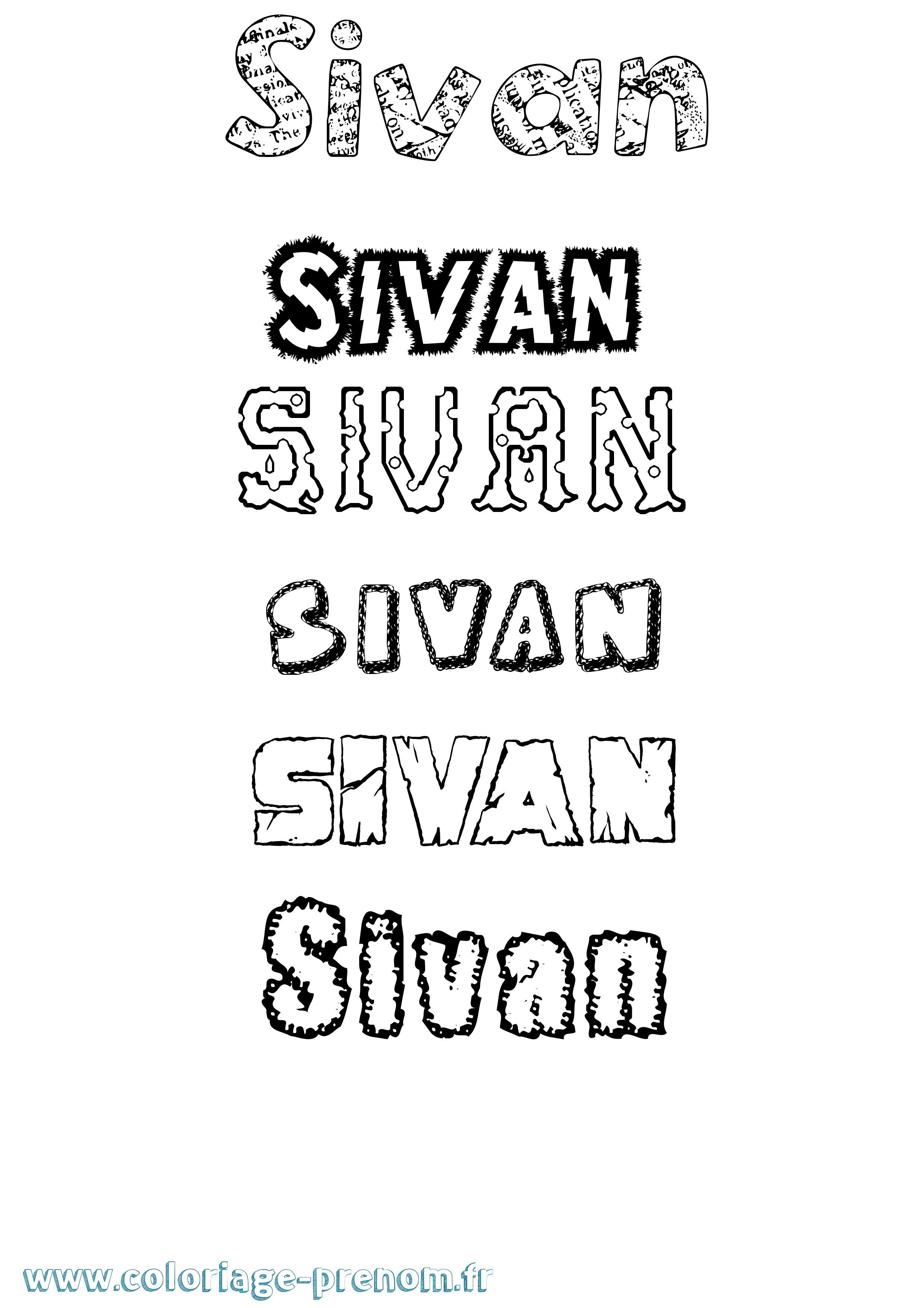 Coloriage Sivan Destructuré Coloriage prénom Sivan Destructuré
