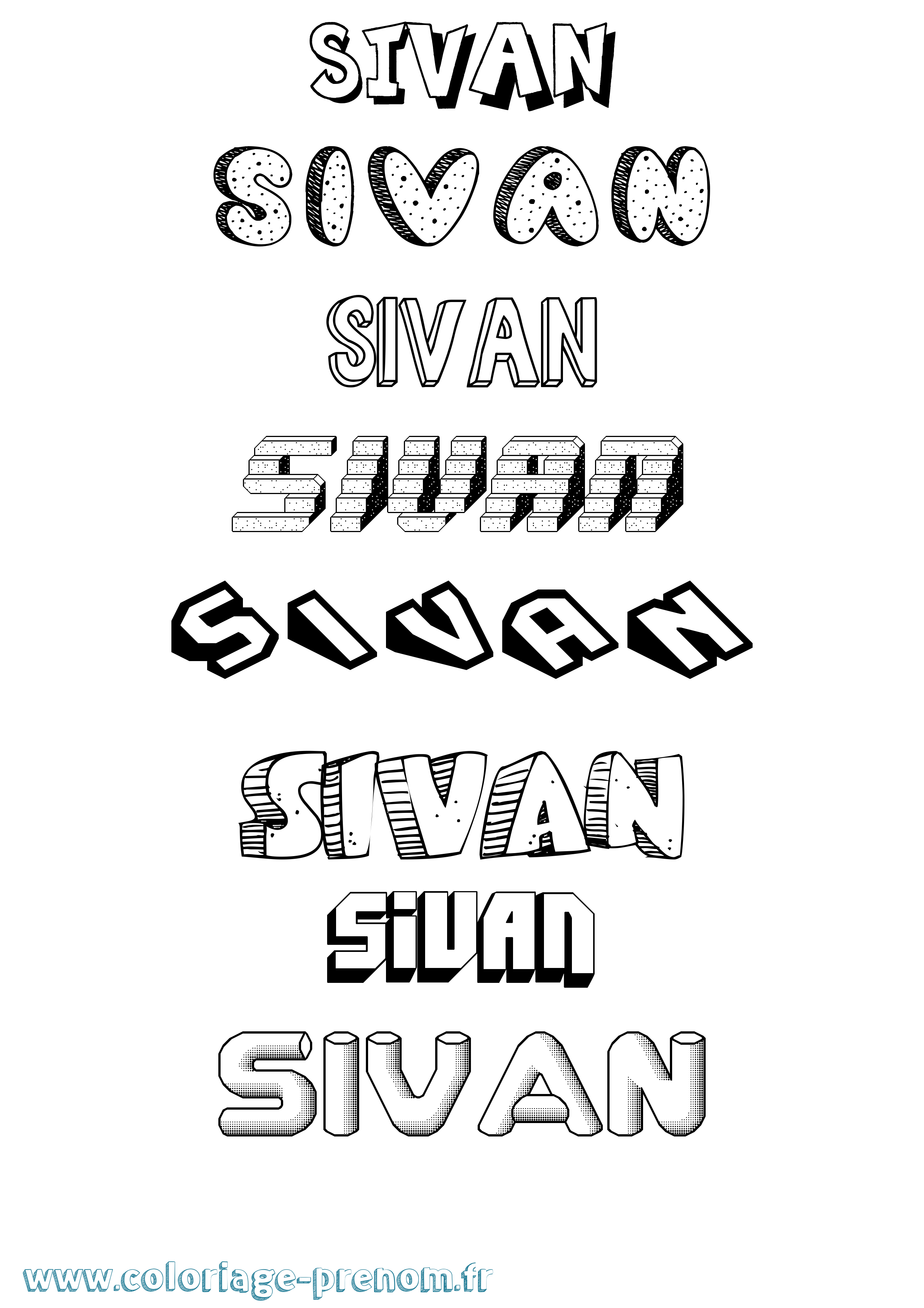 Coloriage Sivan Effet 3D Coloriage prénom Sivan Effet 3D
