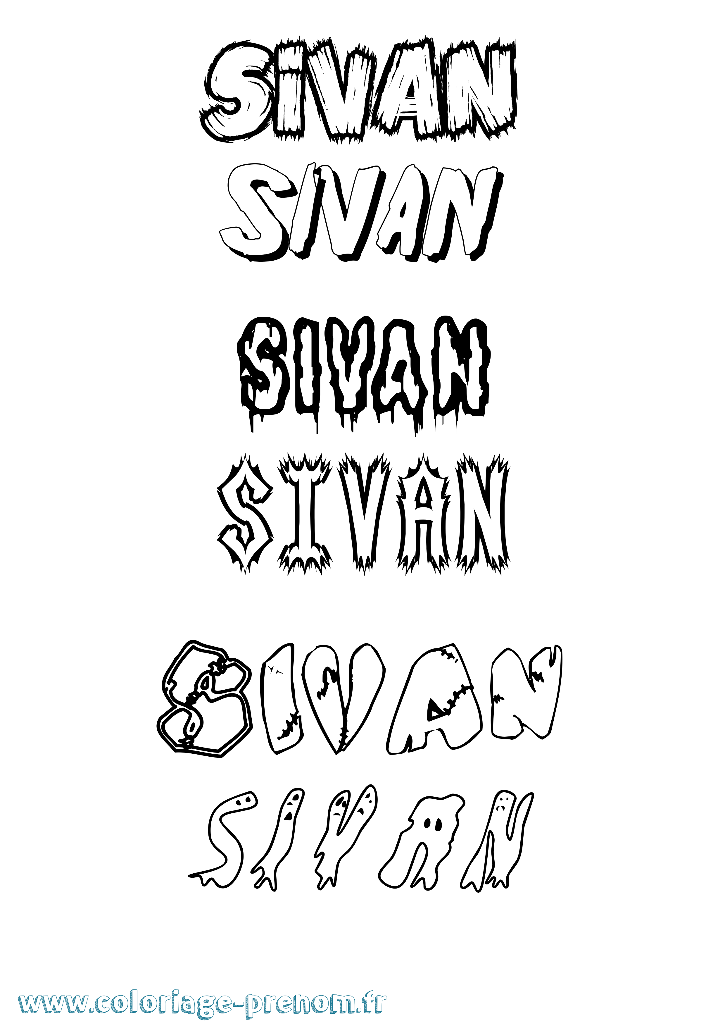 Coloriage Sivan Frisson Coloriage prénom Sivan Frisson