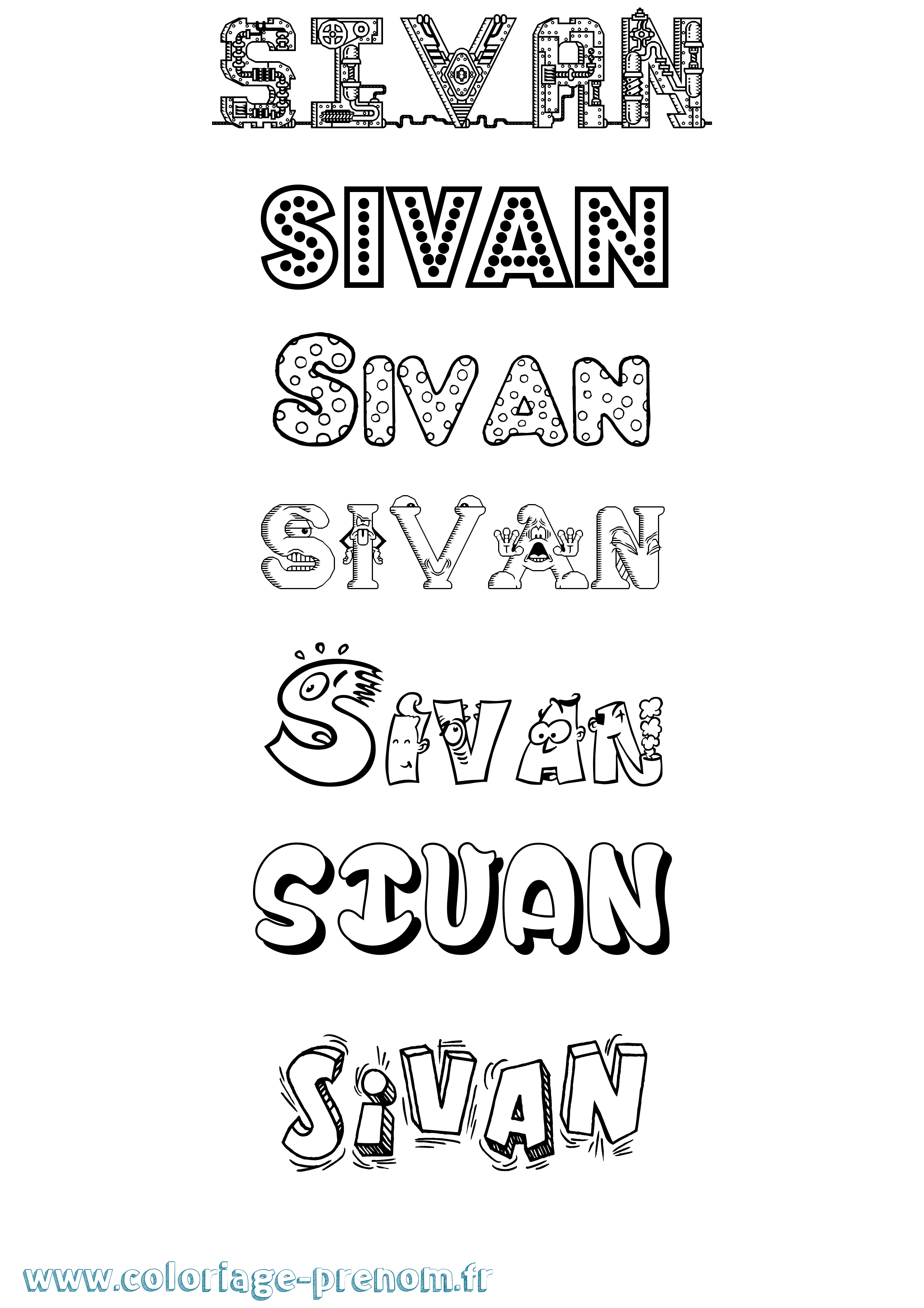 Coloriage Sivan Fun Coloriage prénom Sivan Fun