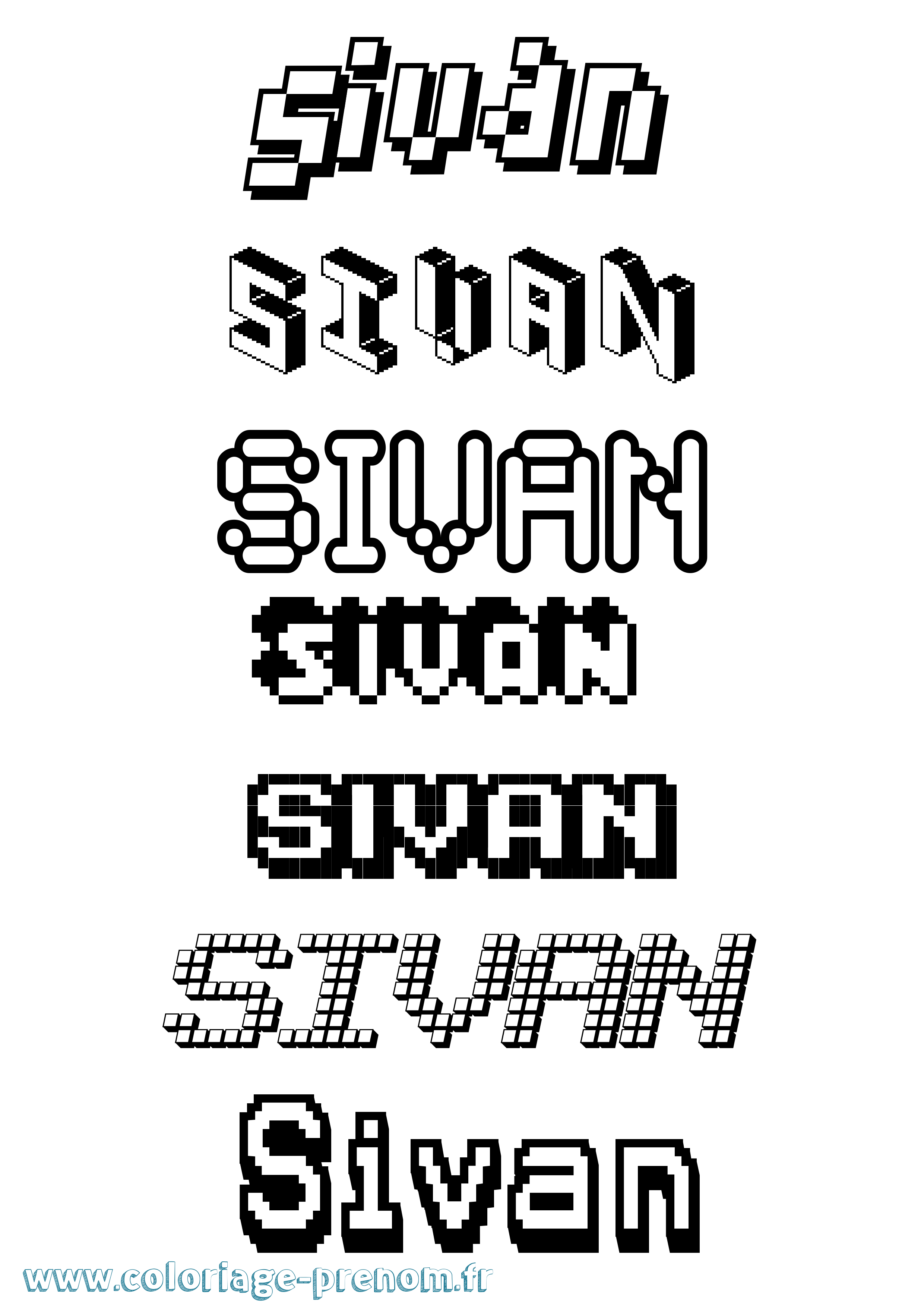 Coloriage Sivan Pixel Coloriage prénom Sivan Pixel
