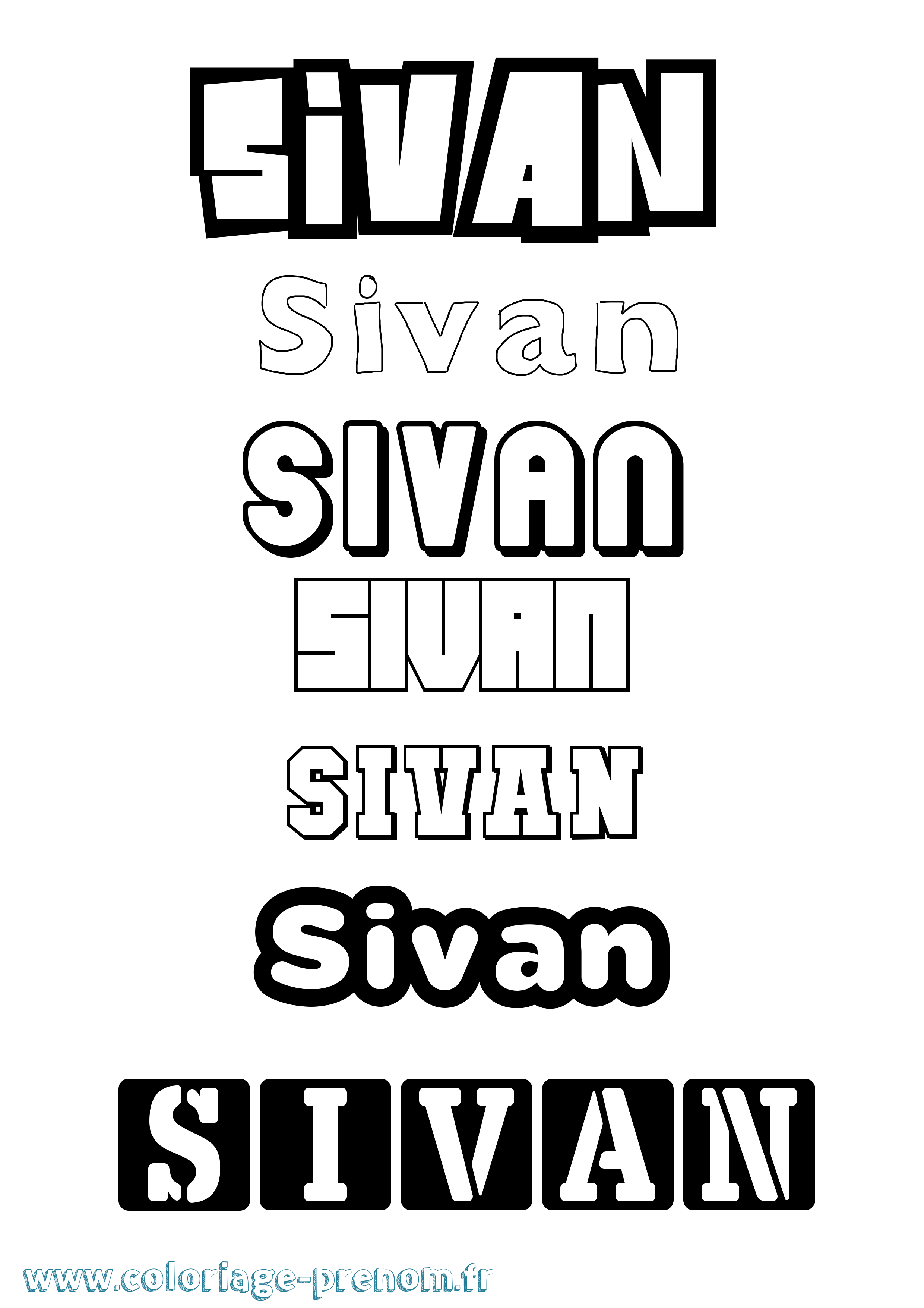 Coloriage Sivan Simple Coloriage prénom Sivan Simple