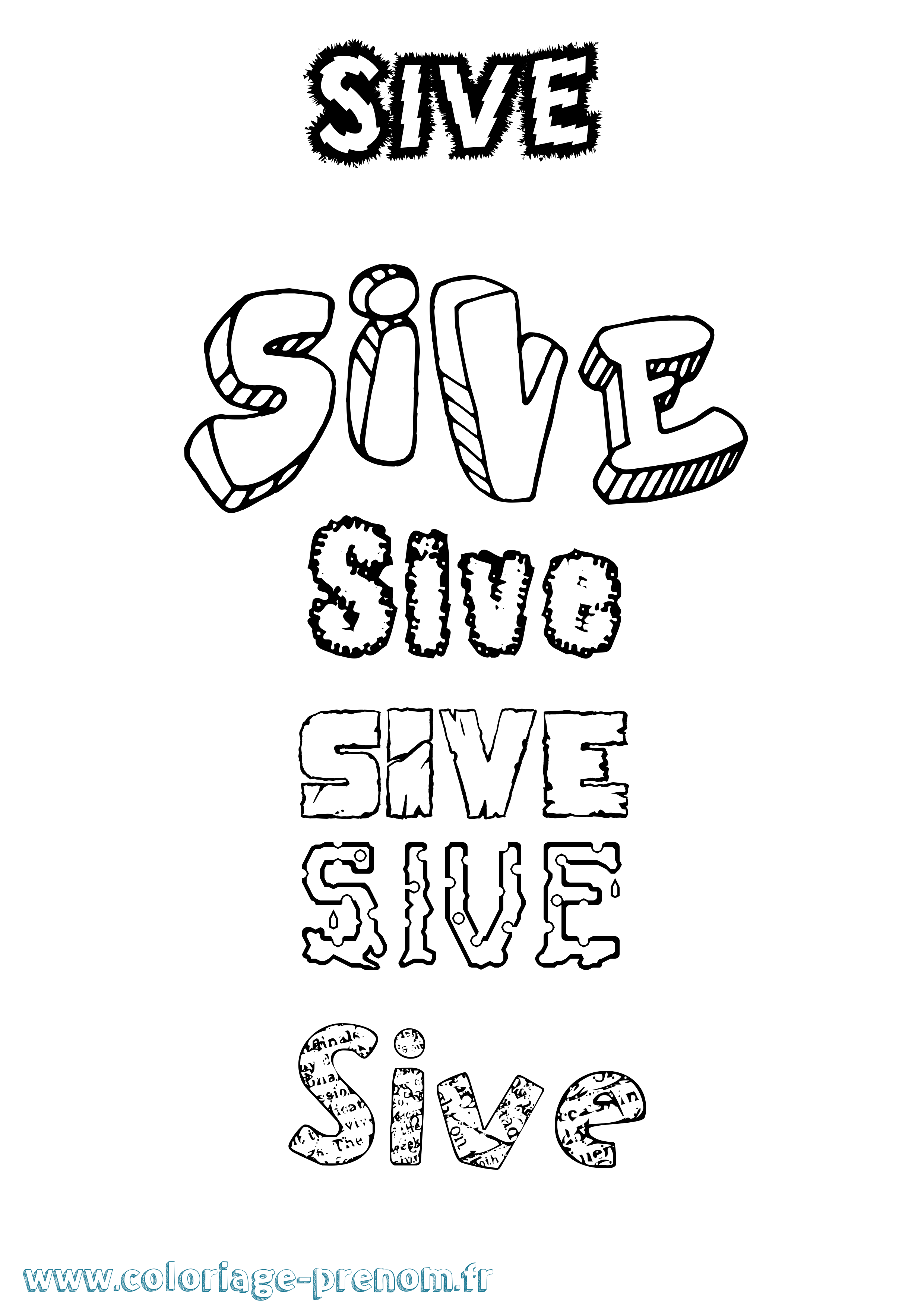 Coloriage Sive Destructuré Coloriage prénom Sive Destructuré