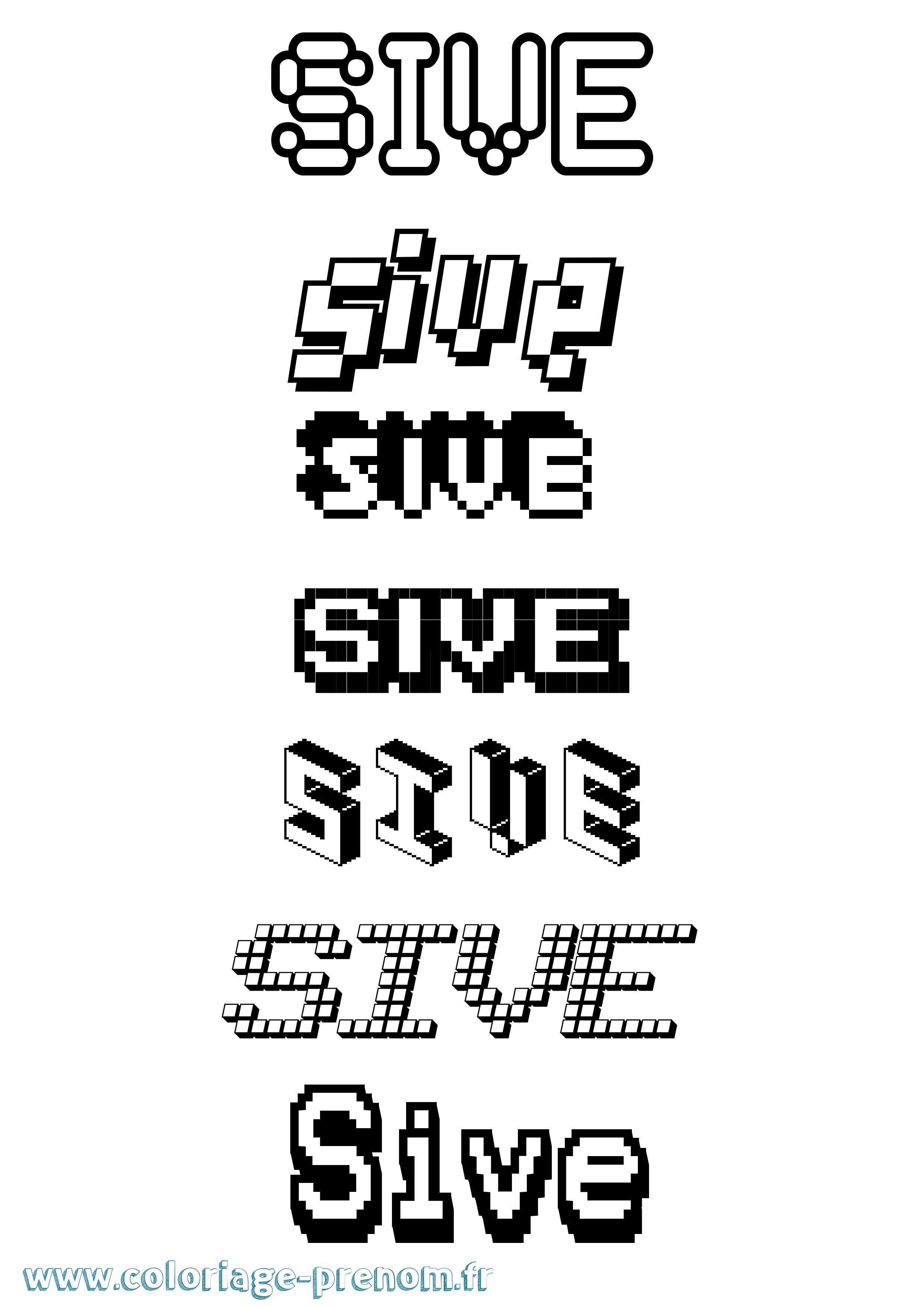 Coloriage Sive Pixel Coloriage prénom Sive Pixel