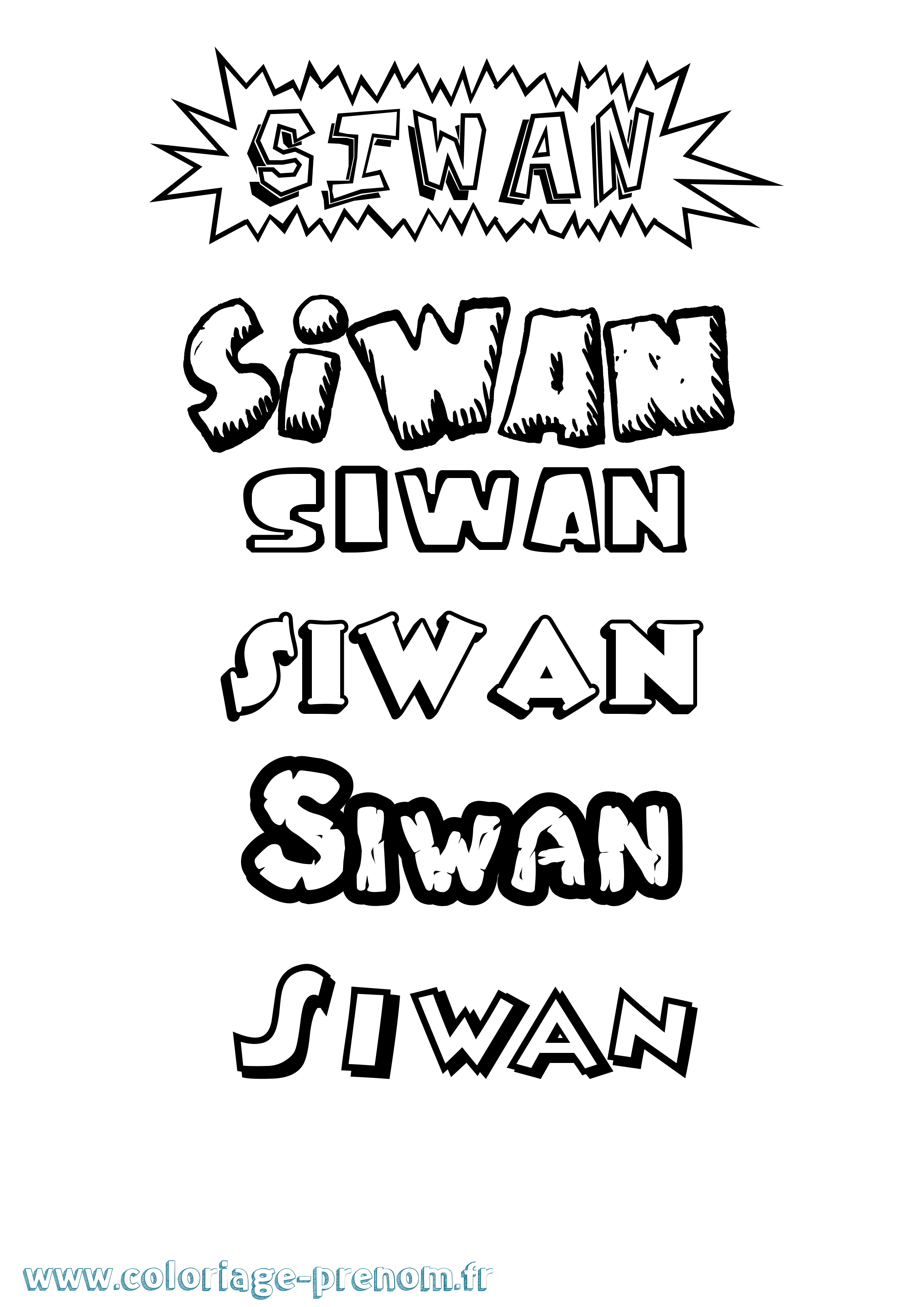Coloriage Siwan Dessin Animé Coloriage prénom Siwan Dessin Animé