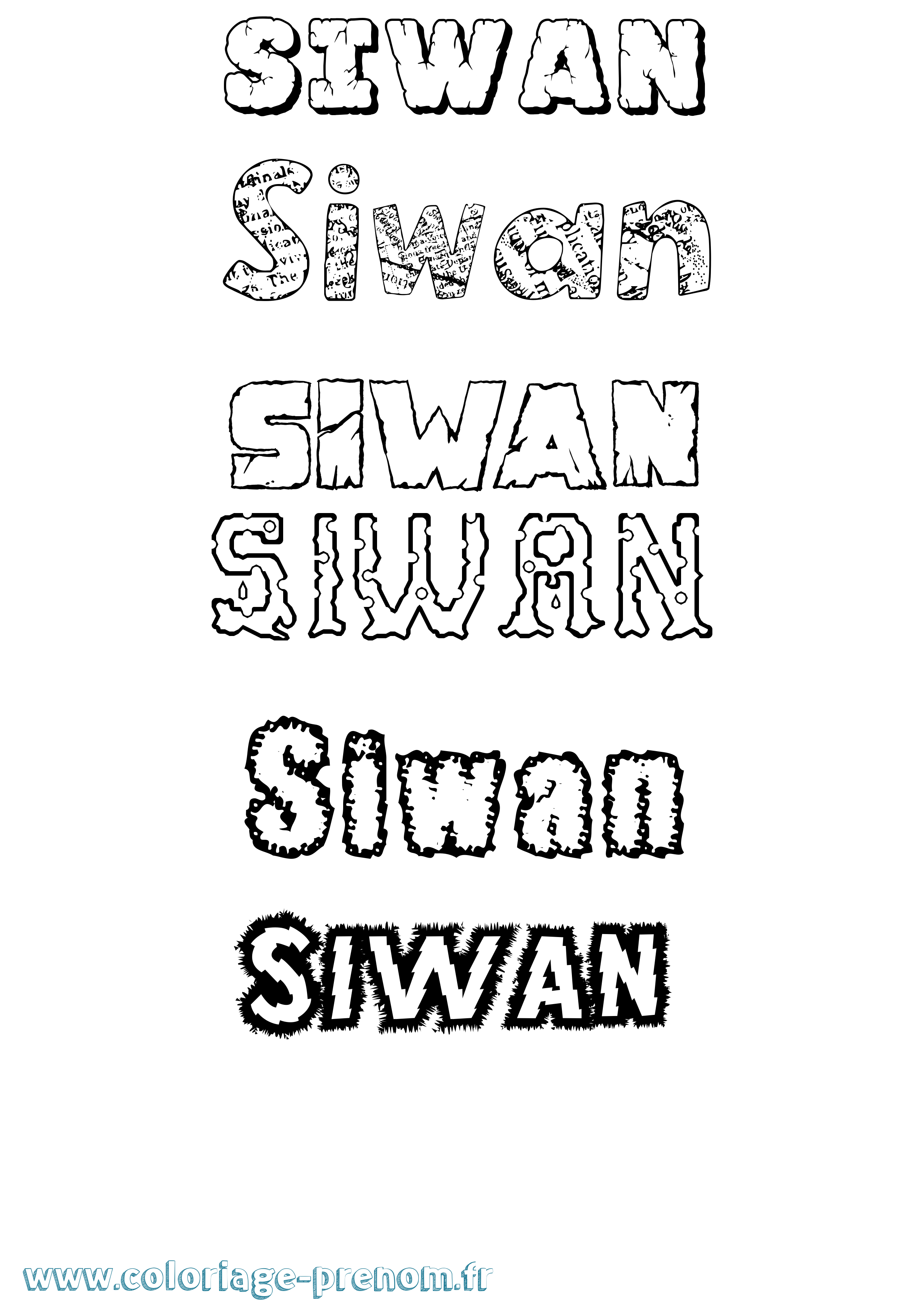 Coloriage Siwan Destructuré Coloriage prénom Siwan Destructuré