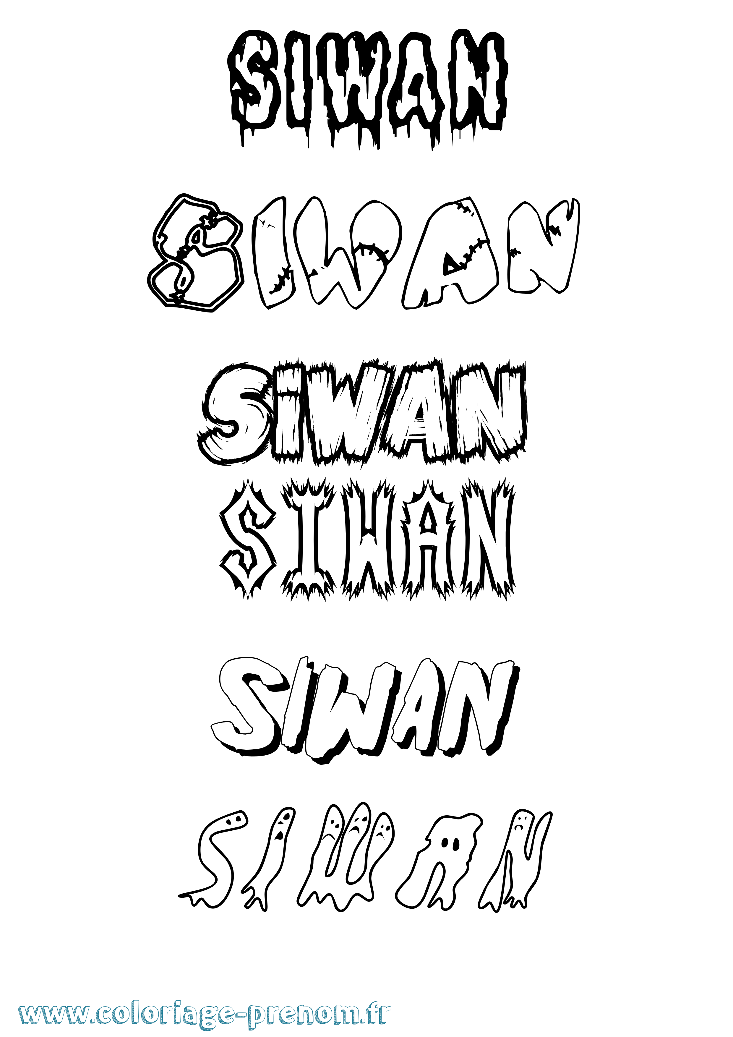 Coloriage Siwan Frisson Coloriage prénom Siwan Frisson