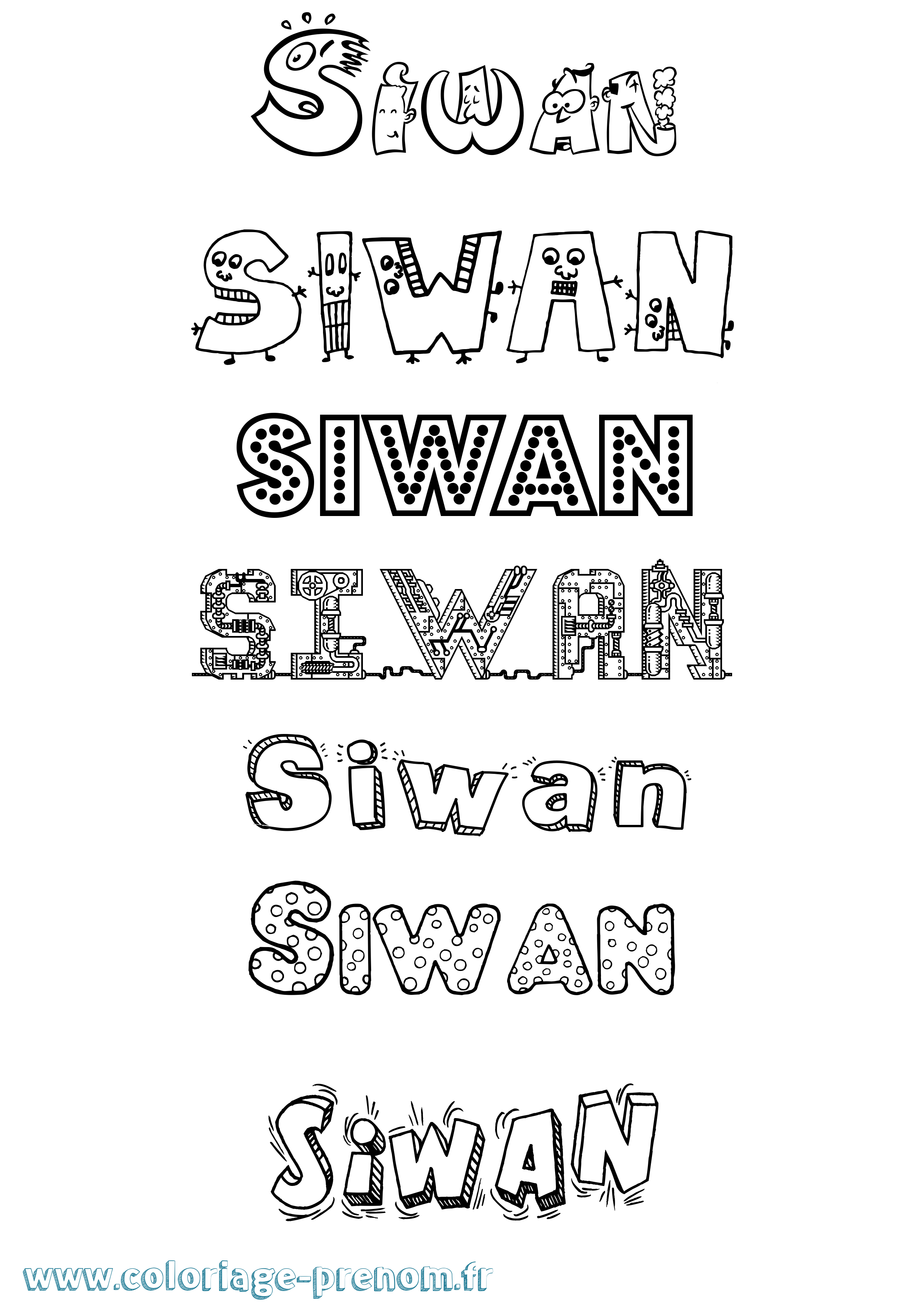 Coloriage Siwan Fun Coloriage prénom Siwan Fun