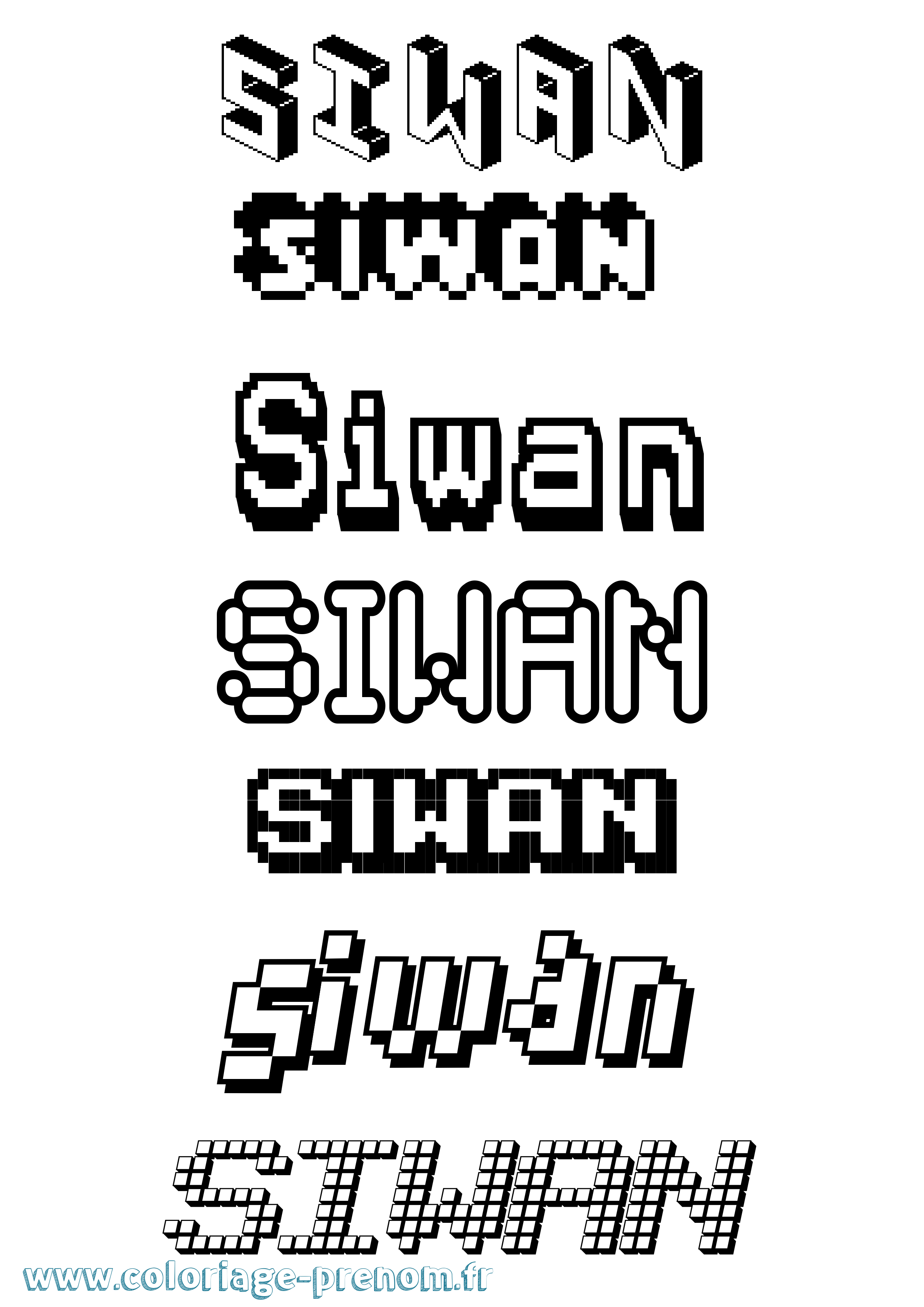 Coloriage Siwan Pixel Coloriage prénom Siwan Pixel