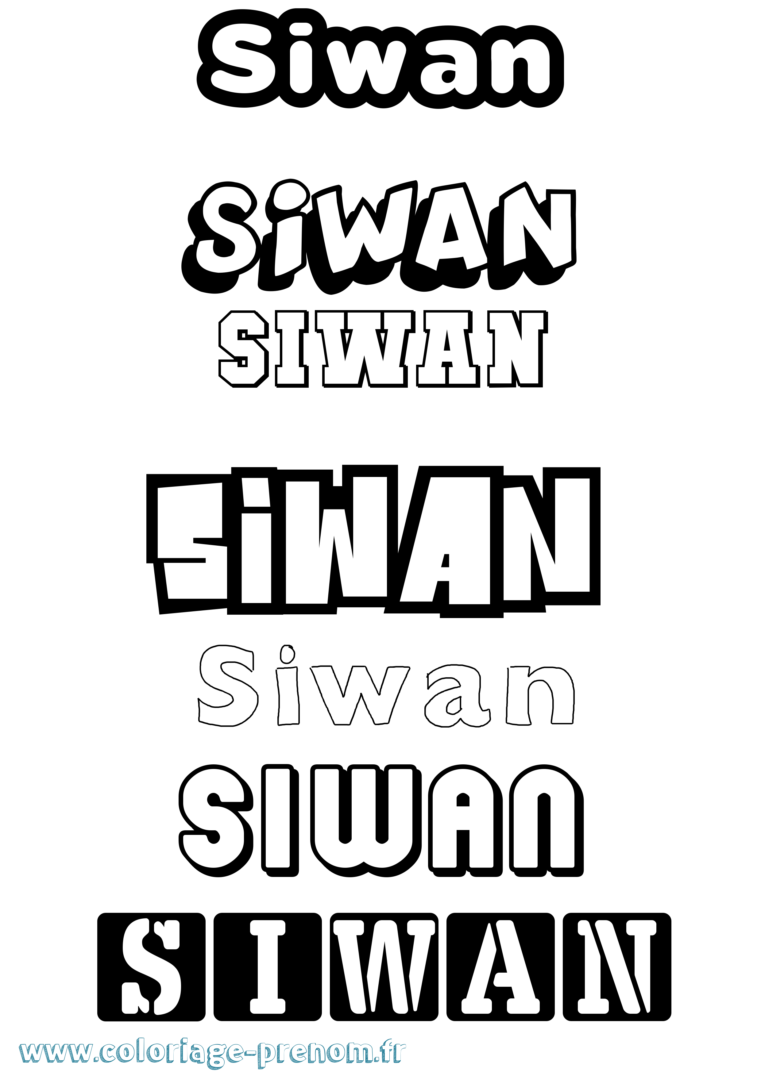 Coloriage Siwan Simple Coloriage prénom Siwan Simple