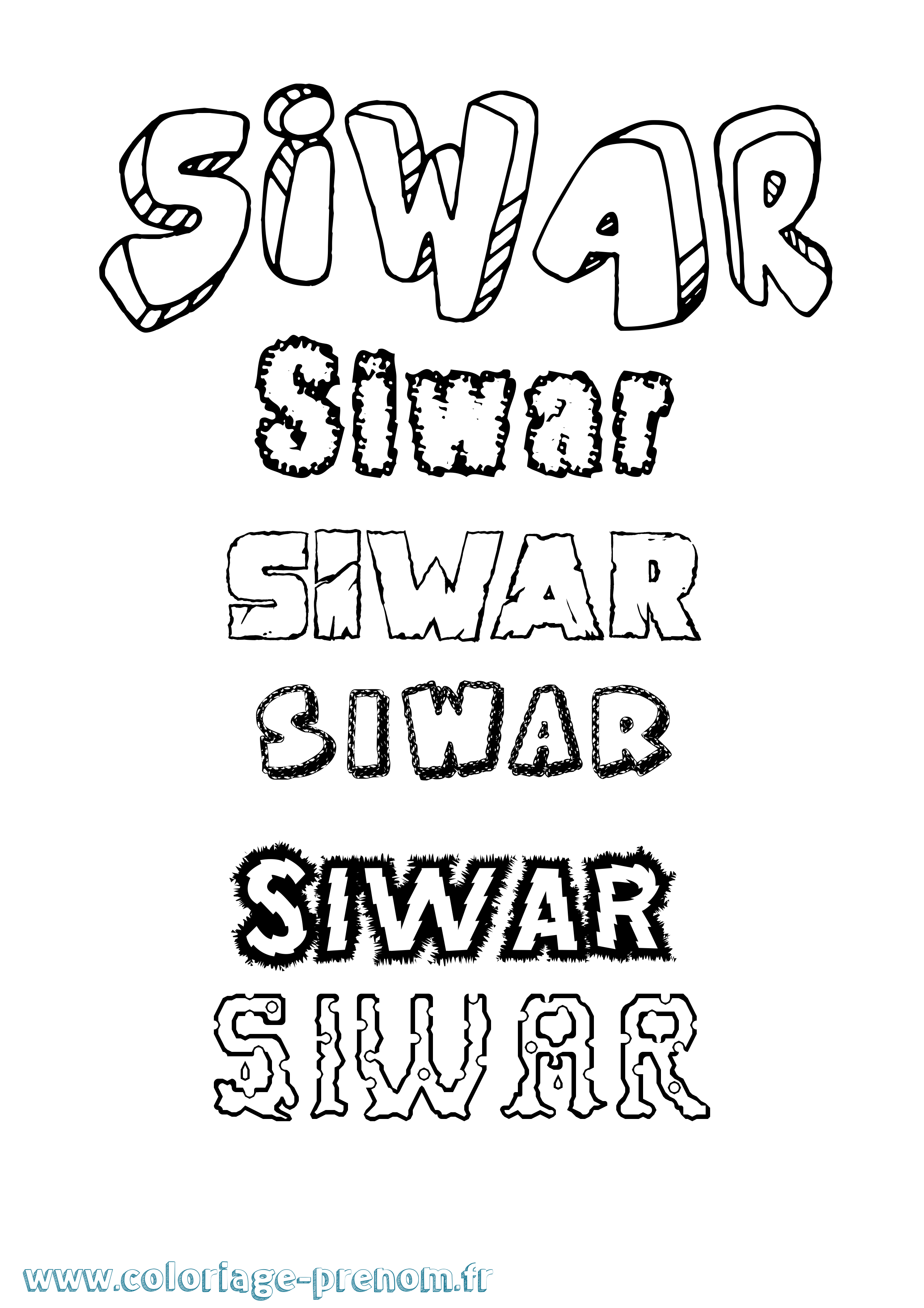 Coloriage Siwar Destructuré Coloriage prénom Siwar Destructuré