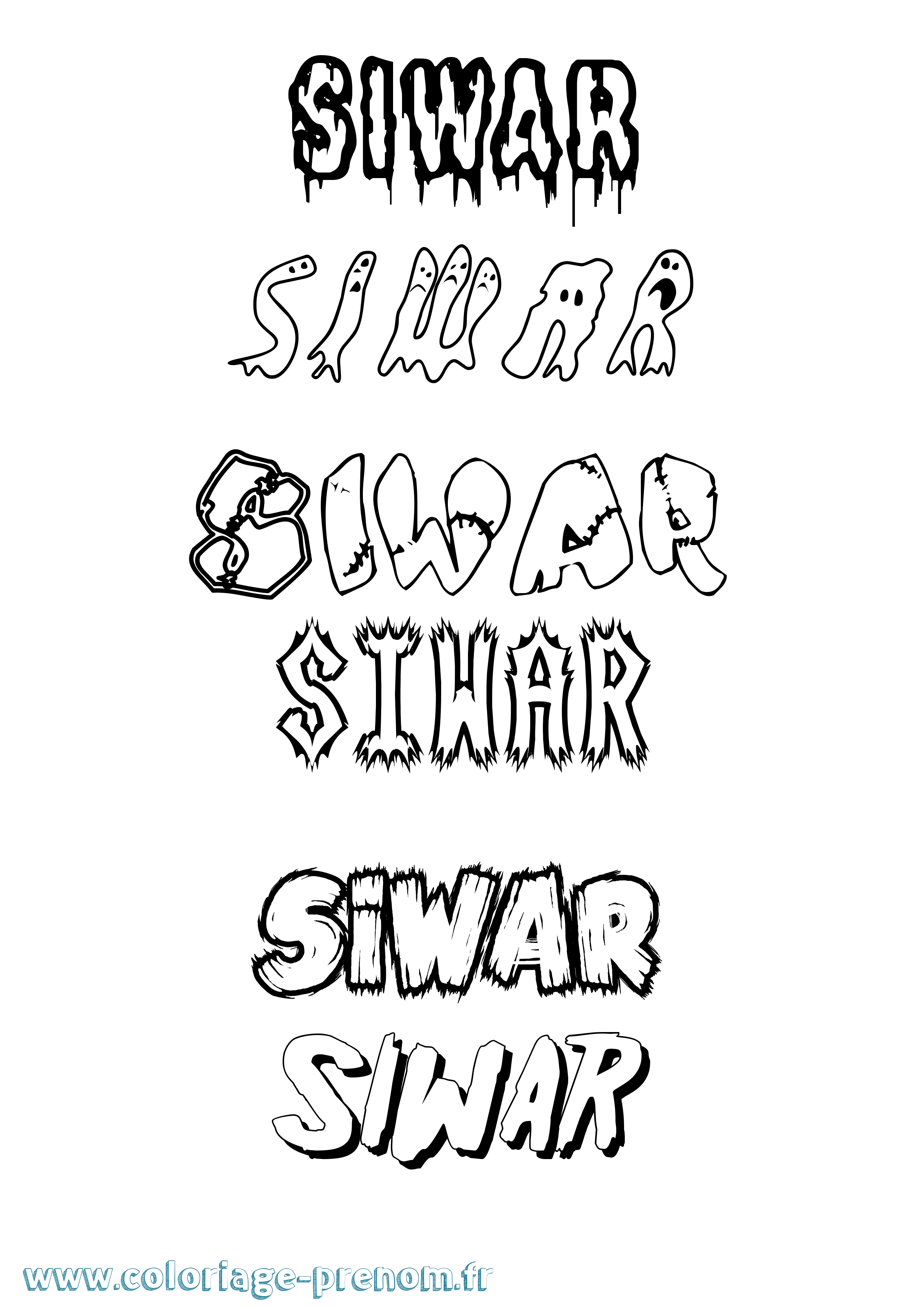 Coloriage Siwar Frisson Coloriage prénom Siwar Frisson