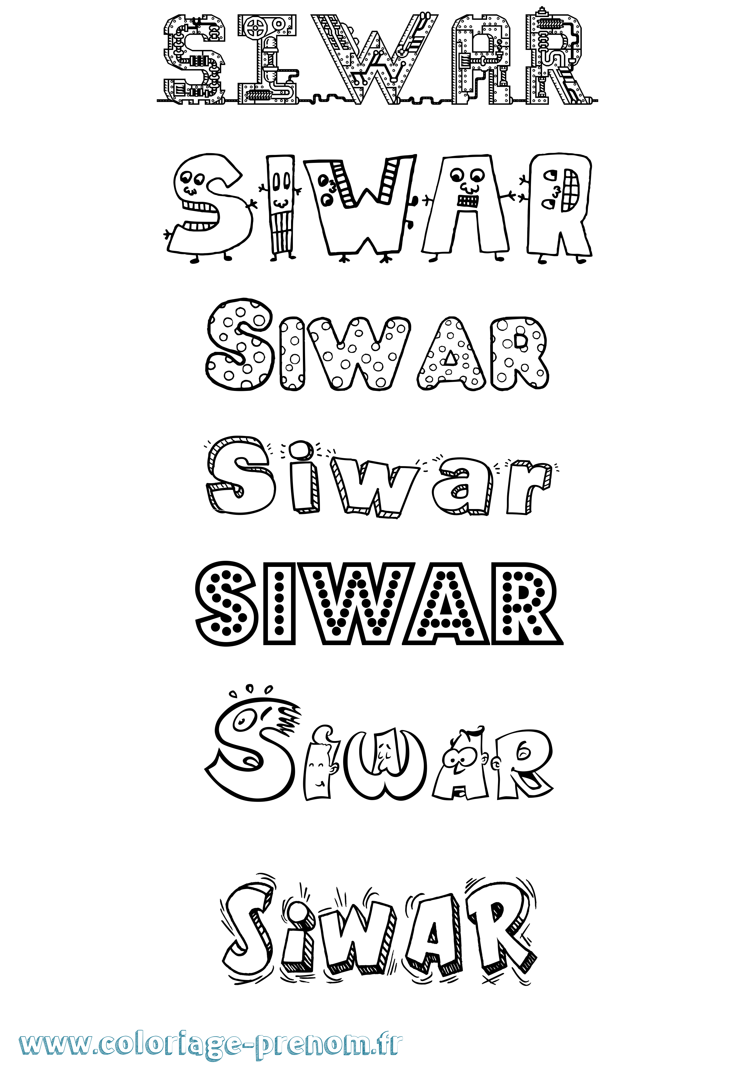 Coloriage Siwar Fun Coloriage prénom Siwar Fun