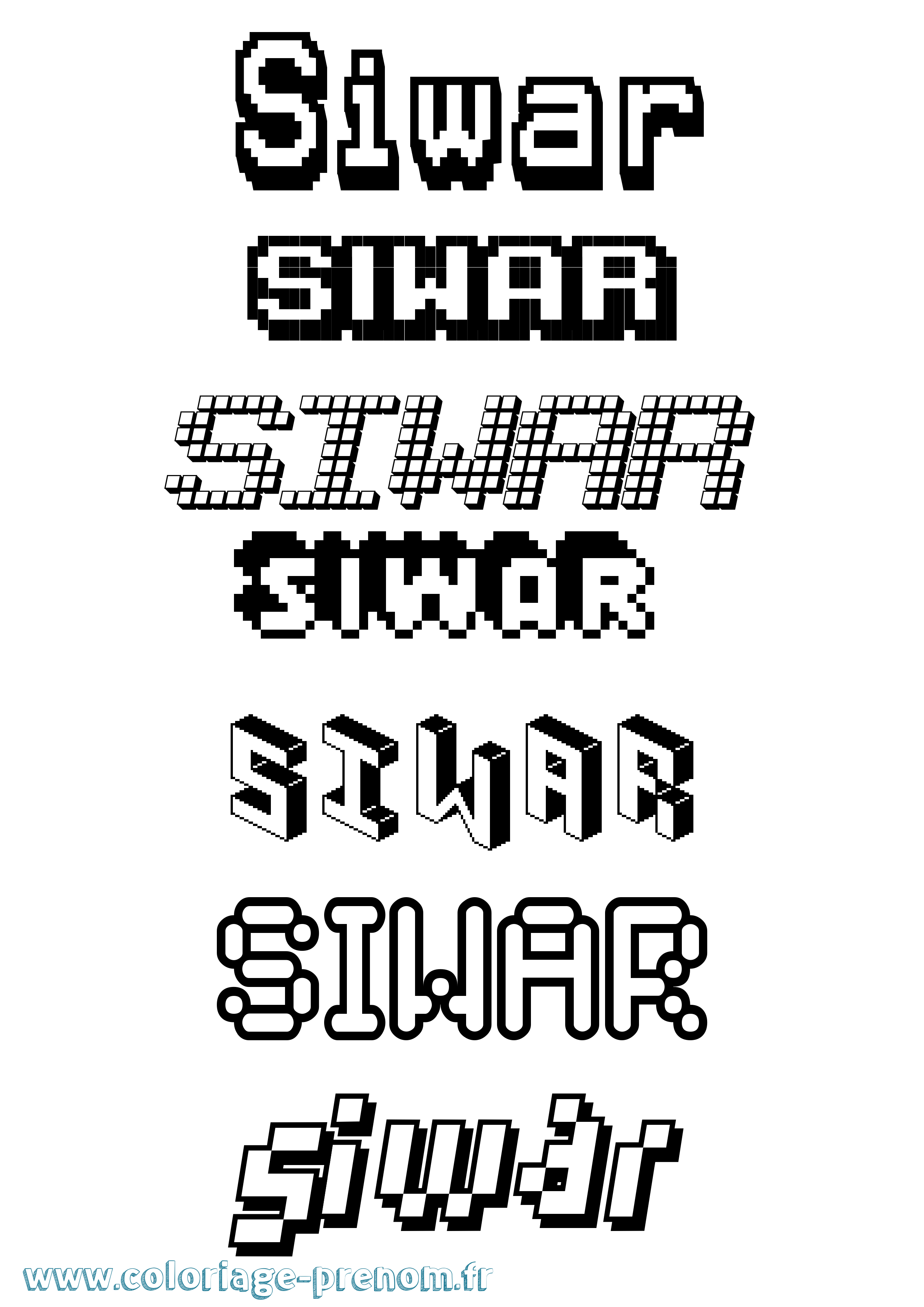 Coloriage Siwar Pixel Coloriage prénom Siwar Pixel