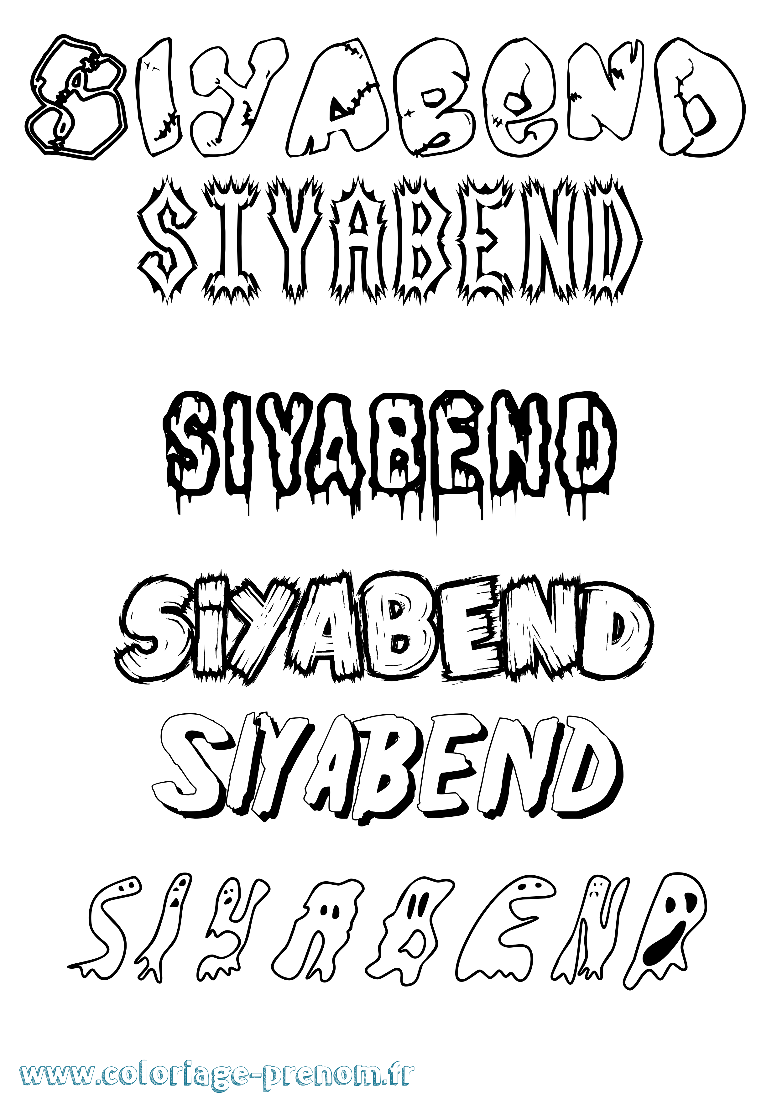 Coloriage Siyabend Frisson Coloriage prénom Siyabend Frisson