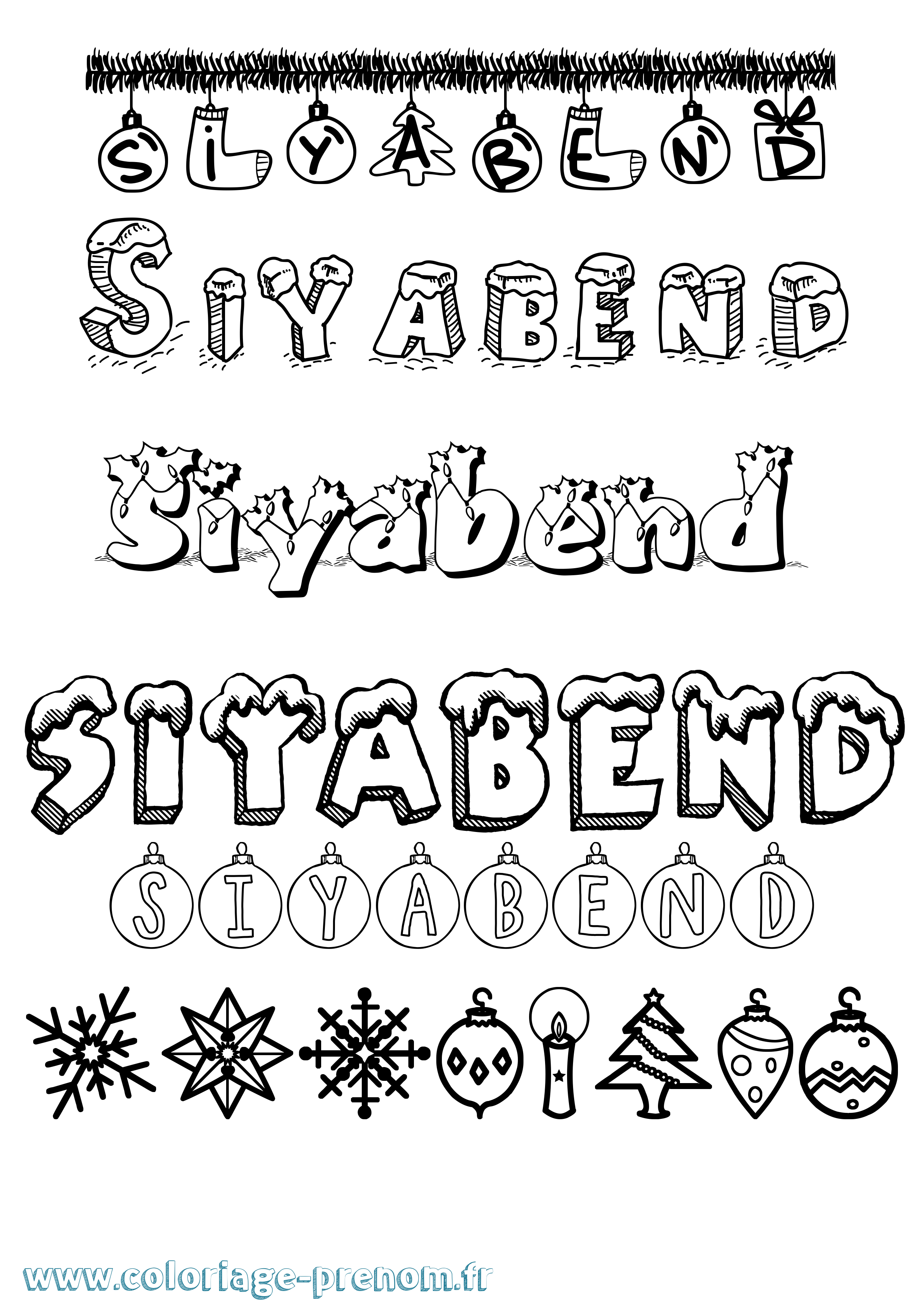 Coloriage Siyabend Noël Coloriage prénom Siyabend Noël