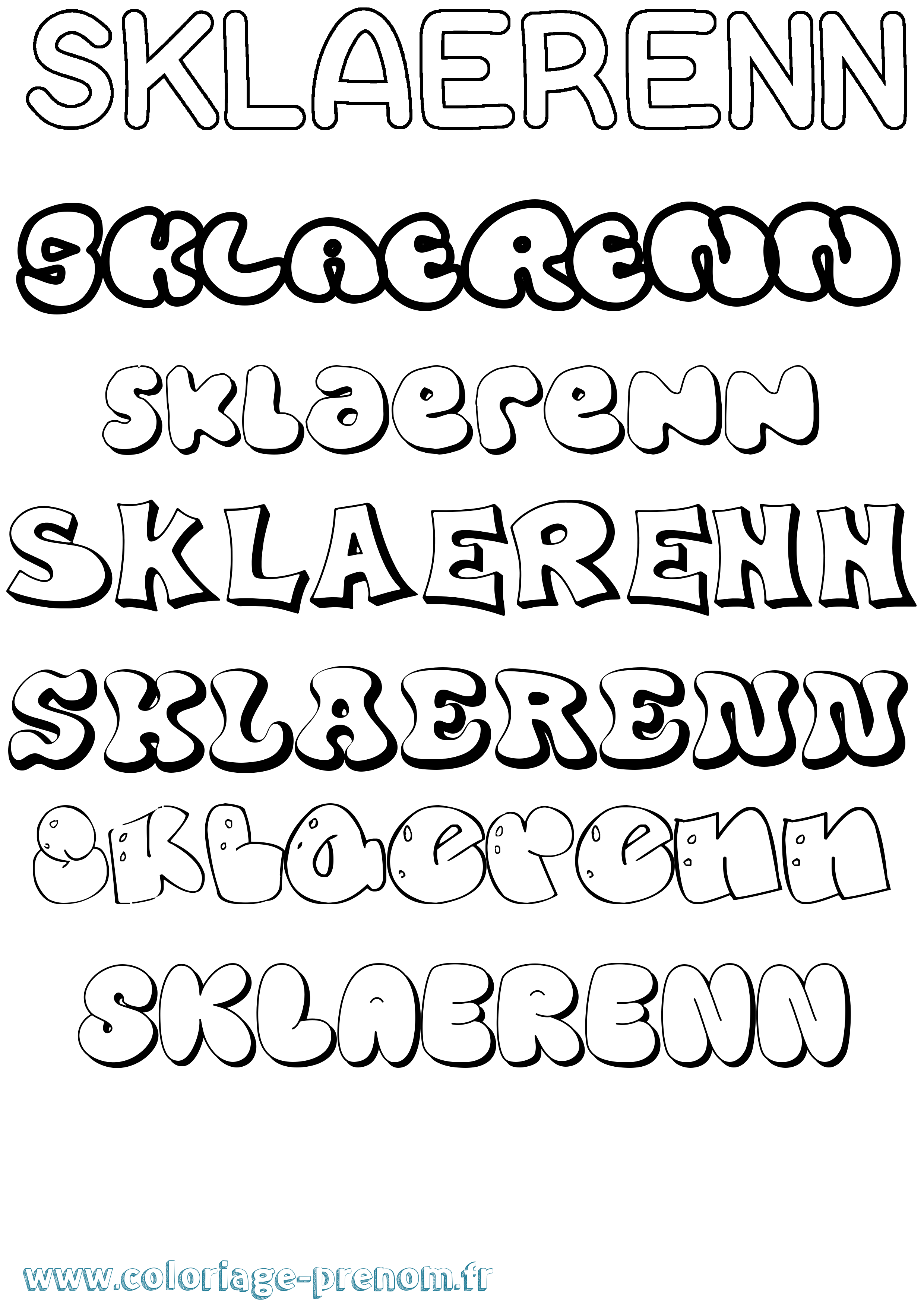 Coloriage Sklaerenn Bubble Coloriage prénom Sklaerenn Bubble