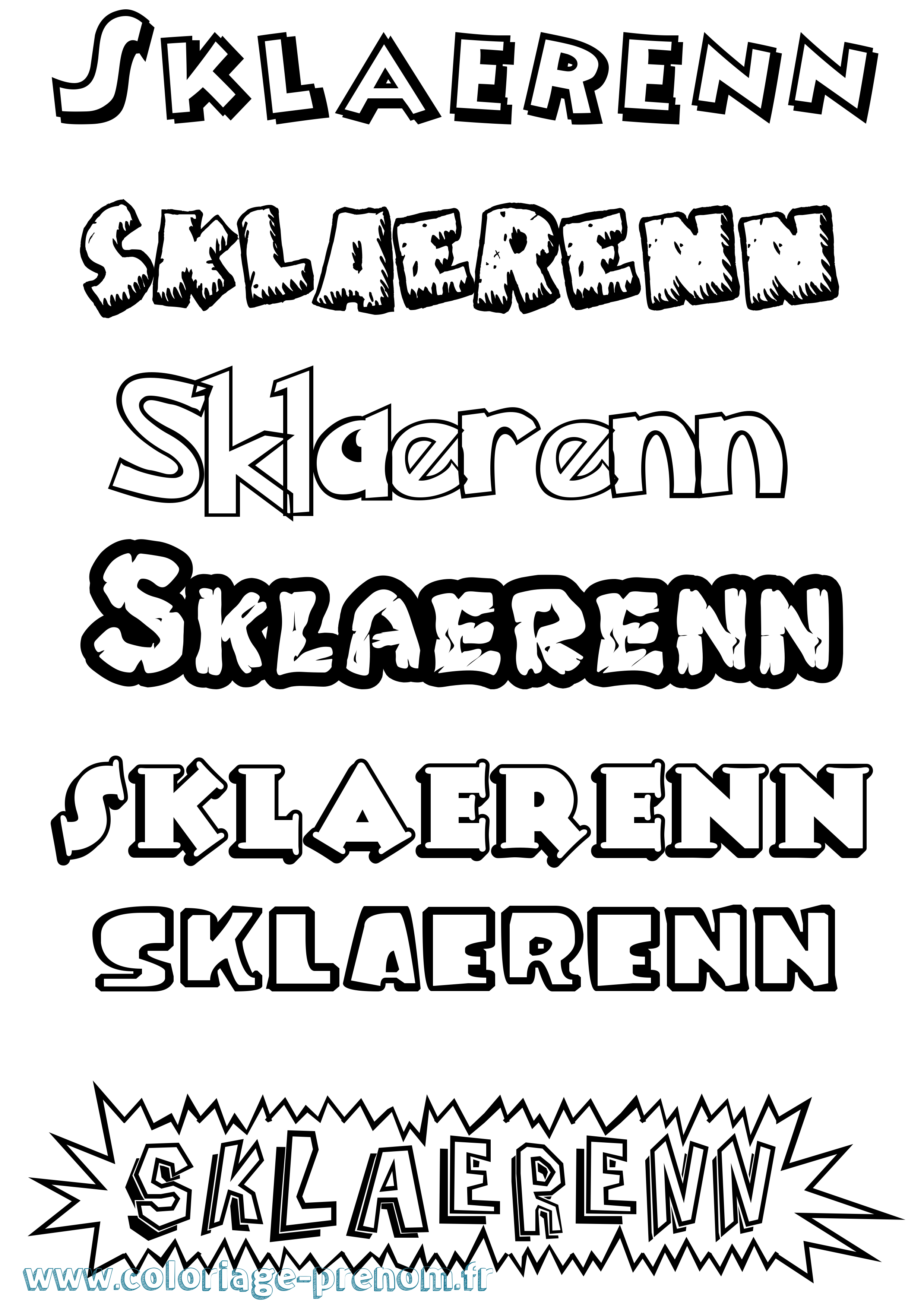 Coloriage Sklaerenn Dessin Animé Coloriage prénom Sklaerenn Dessin Animé
