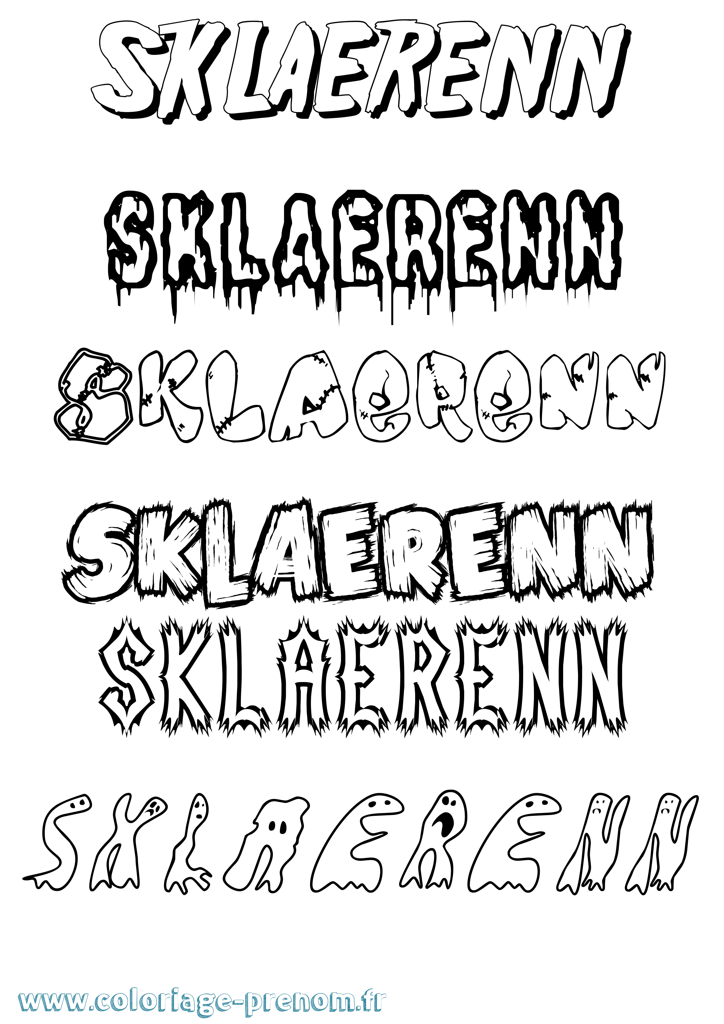Coloriage Sklaerenn Frisson Coloriage prénom Sklaerenn Frisson