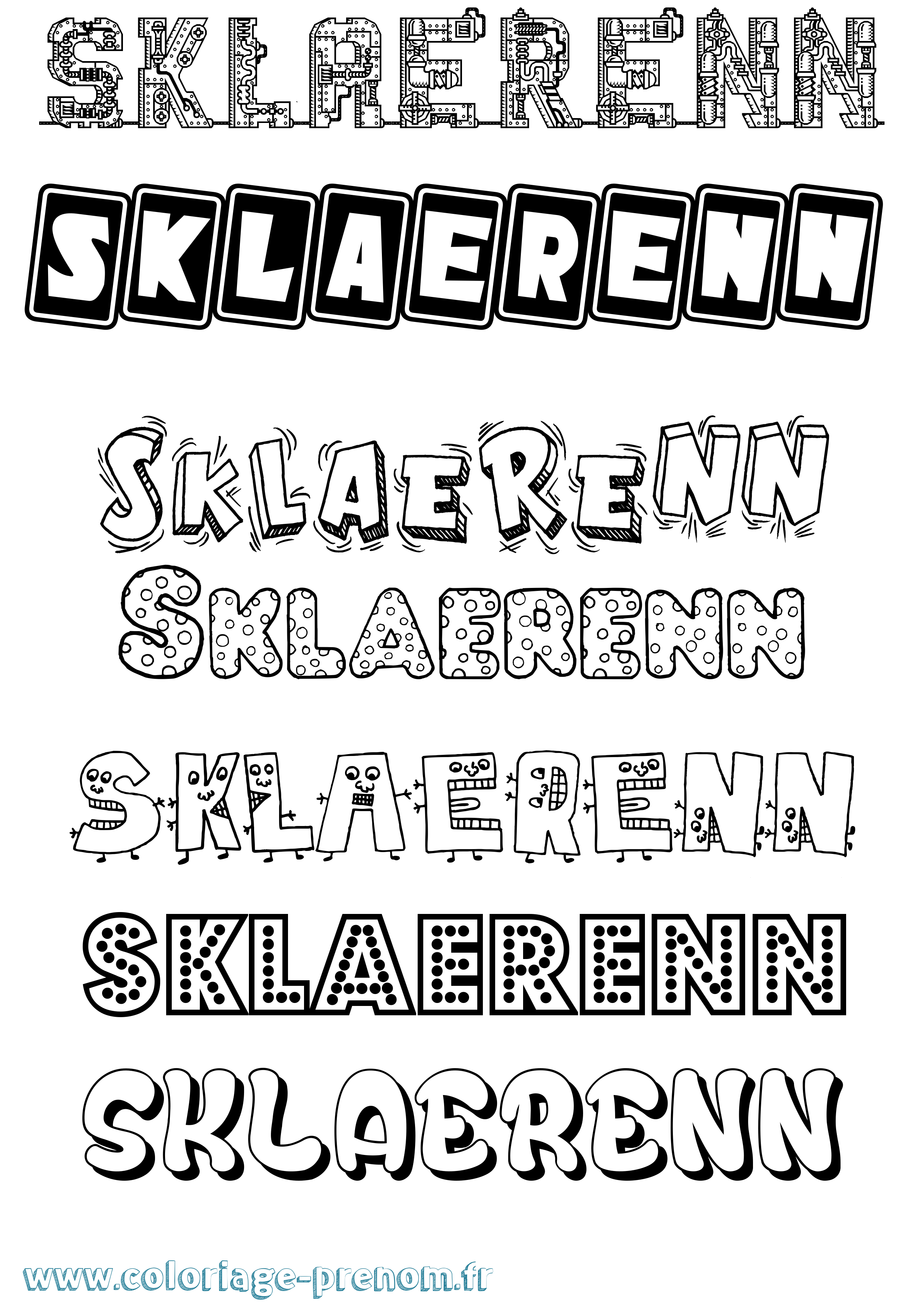Coloriage Sklaerenn Fun Coloriage prénom Sklaerenn Fun