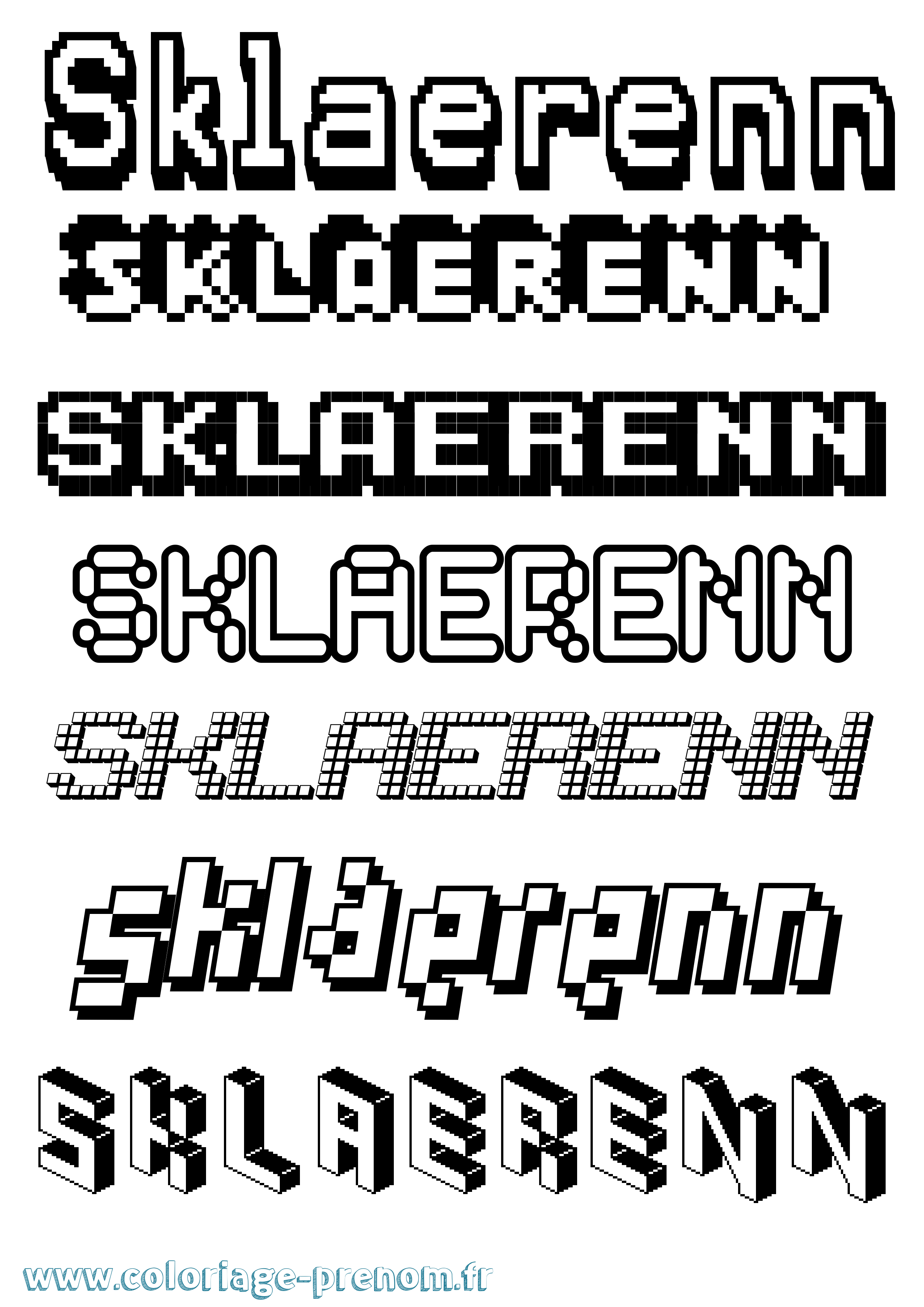 Coloriage Sklaerenn Pixel Coloriage prénom Sklaerenn Pixel